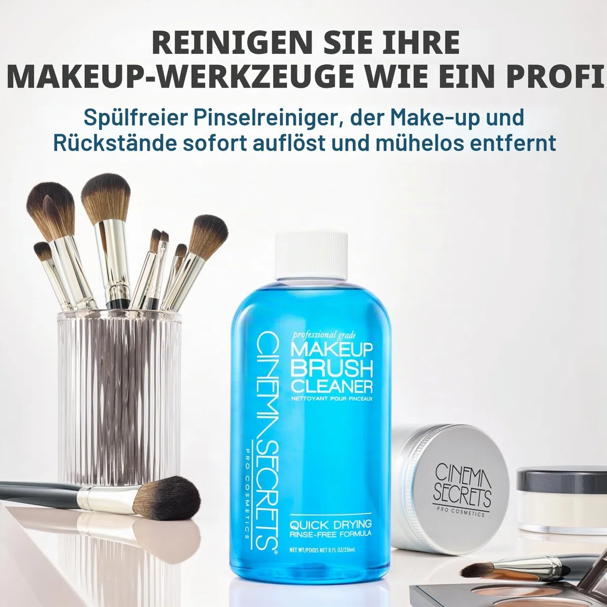 Cinema Secrets Original Blaue Vanille Make-up-Pinselreiniger-Lösung & Spray-Kombination – Professioneller Reiniger für Make-up-Pinsel – Schnell trocknend & spülungslos – Entfernt angesammeltes Make-up