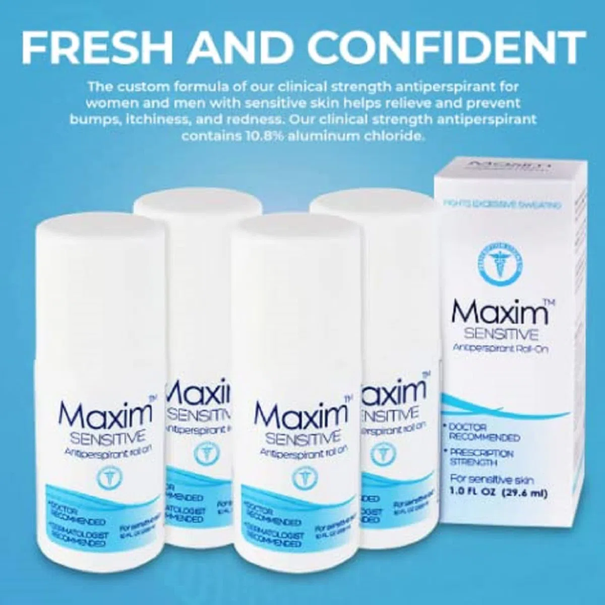 Maxim Sensitive 4-pack Antiperspirant Deodorant - Clinical Strength Roll On by Maxim Lighting