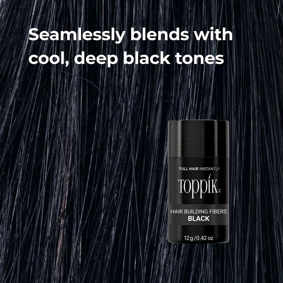 Toppik Haarfasern zur Haarverdichtung, Ansatzpuder und Streuhaar für Haarausfall und sofort volleres Haar, kaschiert lichte Stellen, natürlicher Look, einfach anzuwenden, Schwarz, 55g