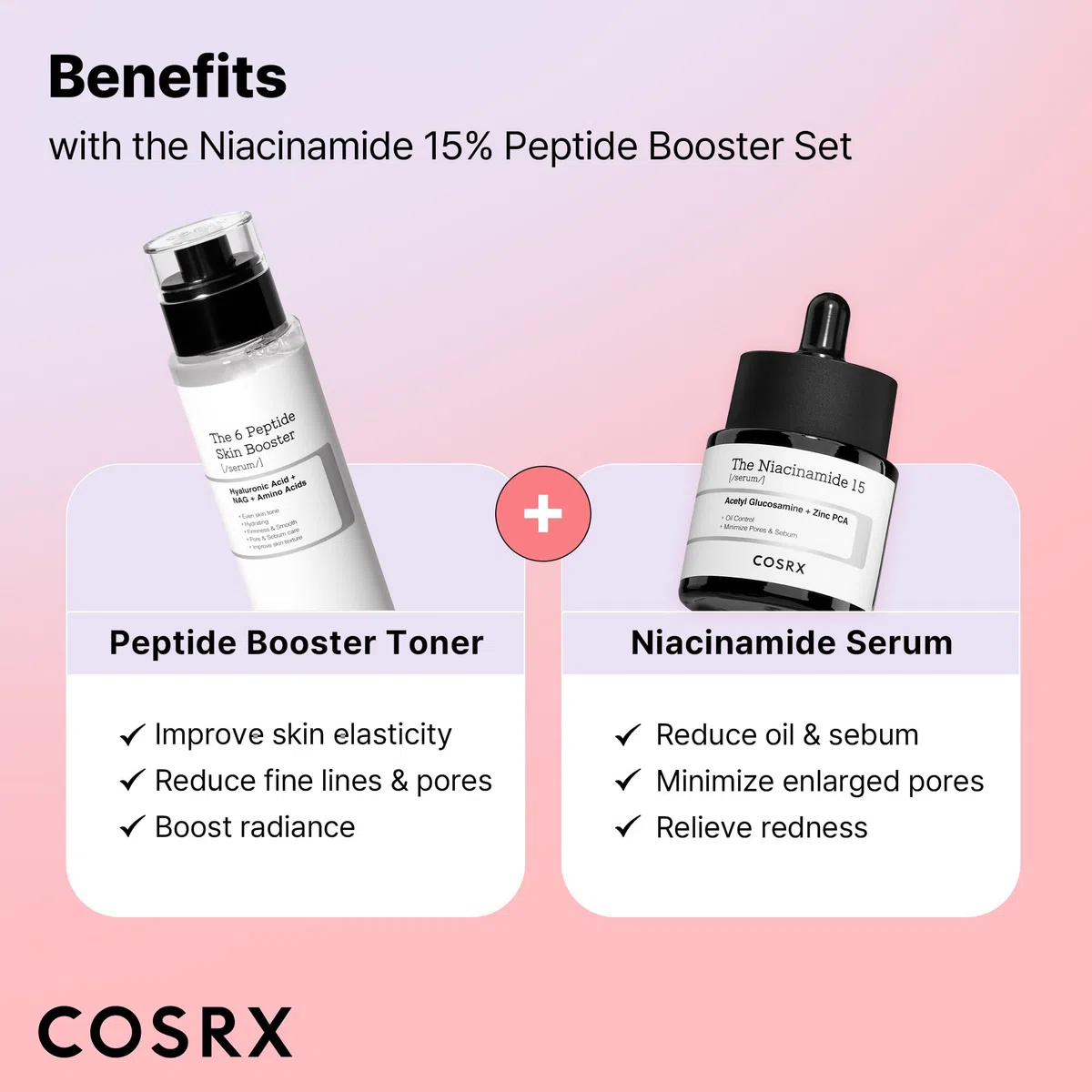 COSRX Niacinamide 15% Peptide Booster Set - Korean Skin Care Gift Set, Niacinamide Serum