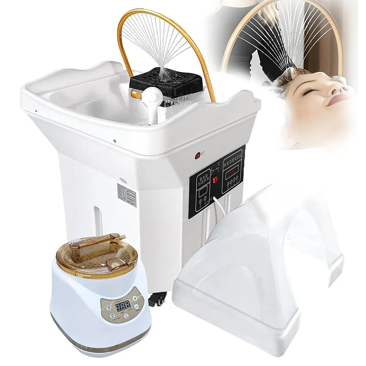 Japanese Head Spa Waschbecken Tragbares Head-Spa Gerät AusrüStung Mobiles Shampoo-Becken Mit 60-L-Wassertank Shampoo-Becken Mit Wasserzirkulation Begasung Zur Shampooniererlebnis