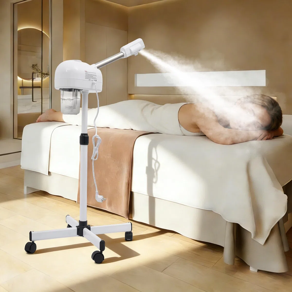 Gesichtsdampfer, Face Steamer, Gesicht Dampfgerät mit Drehbarem Arm, LCD-Bedienfeld, Ozonzerstäubung, Hot-Spray-Modus, Poren Reinigen