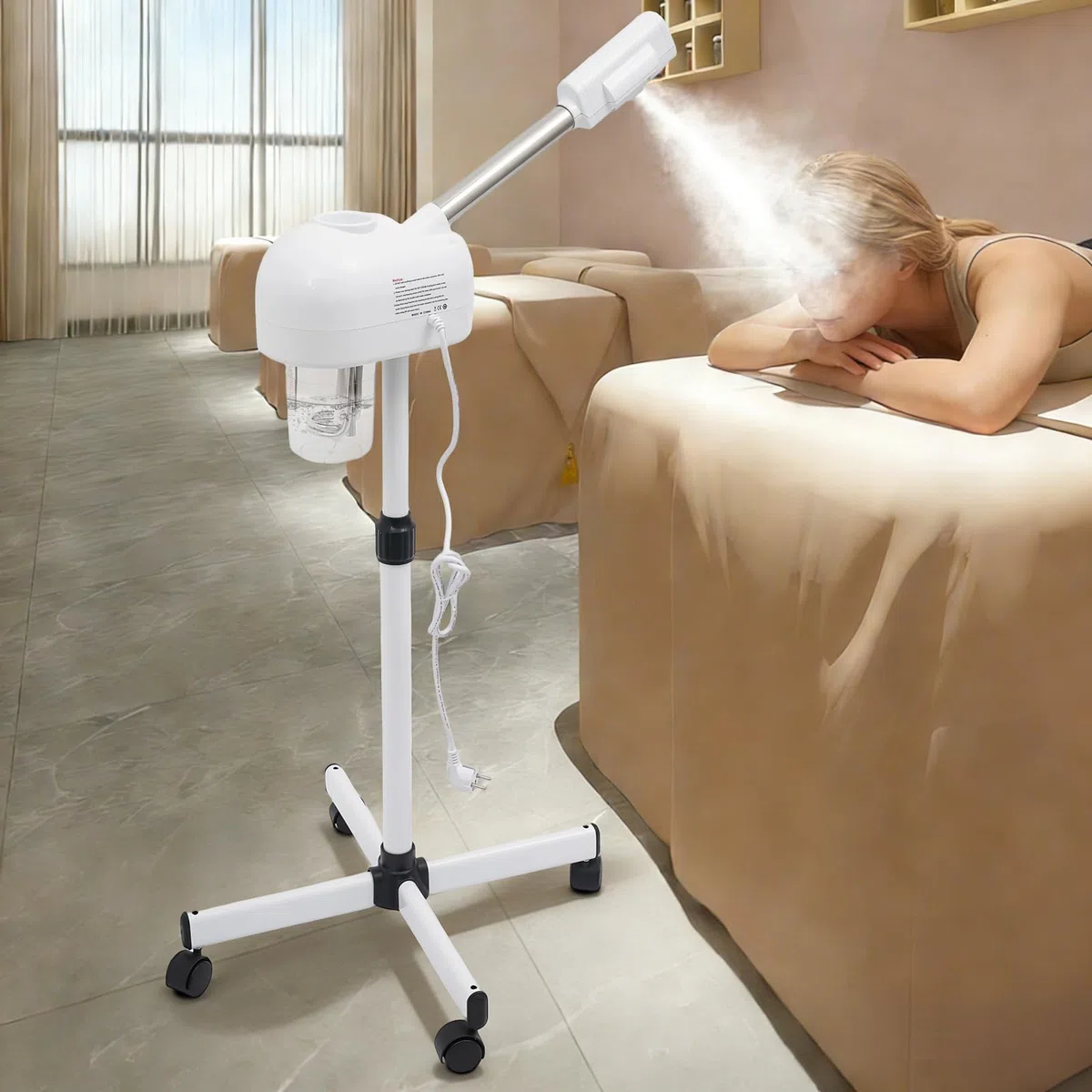 Gesichtsdampfer, Face Steamer, Gesicht Dampfgerät mit Drehbarem Arm, LCD-Bedienfeld, Ozonzerstäubung, Hot-Spray-Modus, Poren Reinigen