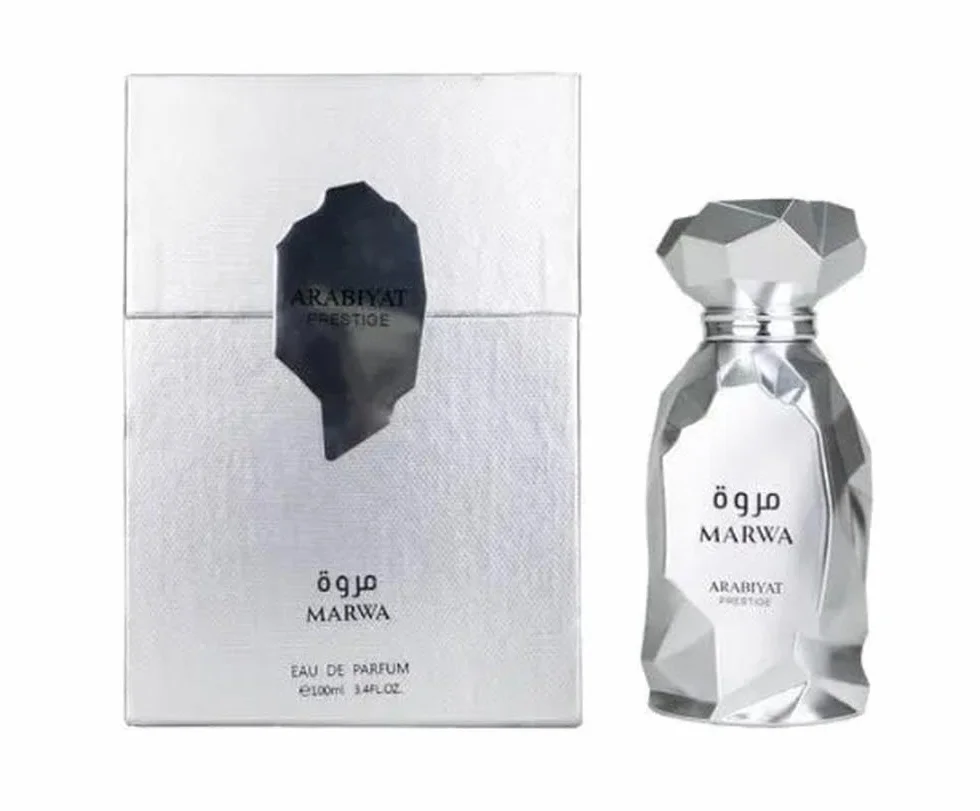 Arabiyat Prestige Marwa Eau de Parfum, 100 ml, Silber, Herrenparfüm, ohne Umverpackung, nur im Beutel, hergestellt in den VAE
