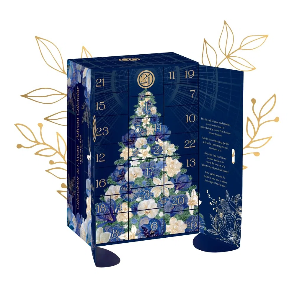 Yves Rocher Adventskalender Kosmetik Beauty 24 Überraschungen Gesichtspflege Make-Up Körperpflege Haarpflege Parfüm