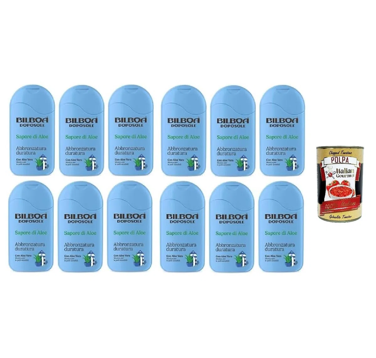 Italian Gourmet doposole sapore di aloe, After-Sun-Lotion 12 x 200ml | Texture idratante e lenitiva, dermatologisch getestet, für empfindliche Haut, Gesamtnettogewicht 2,4 L + Kostenlos Polpa 400g