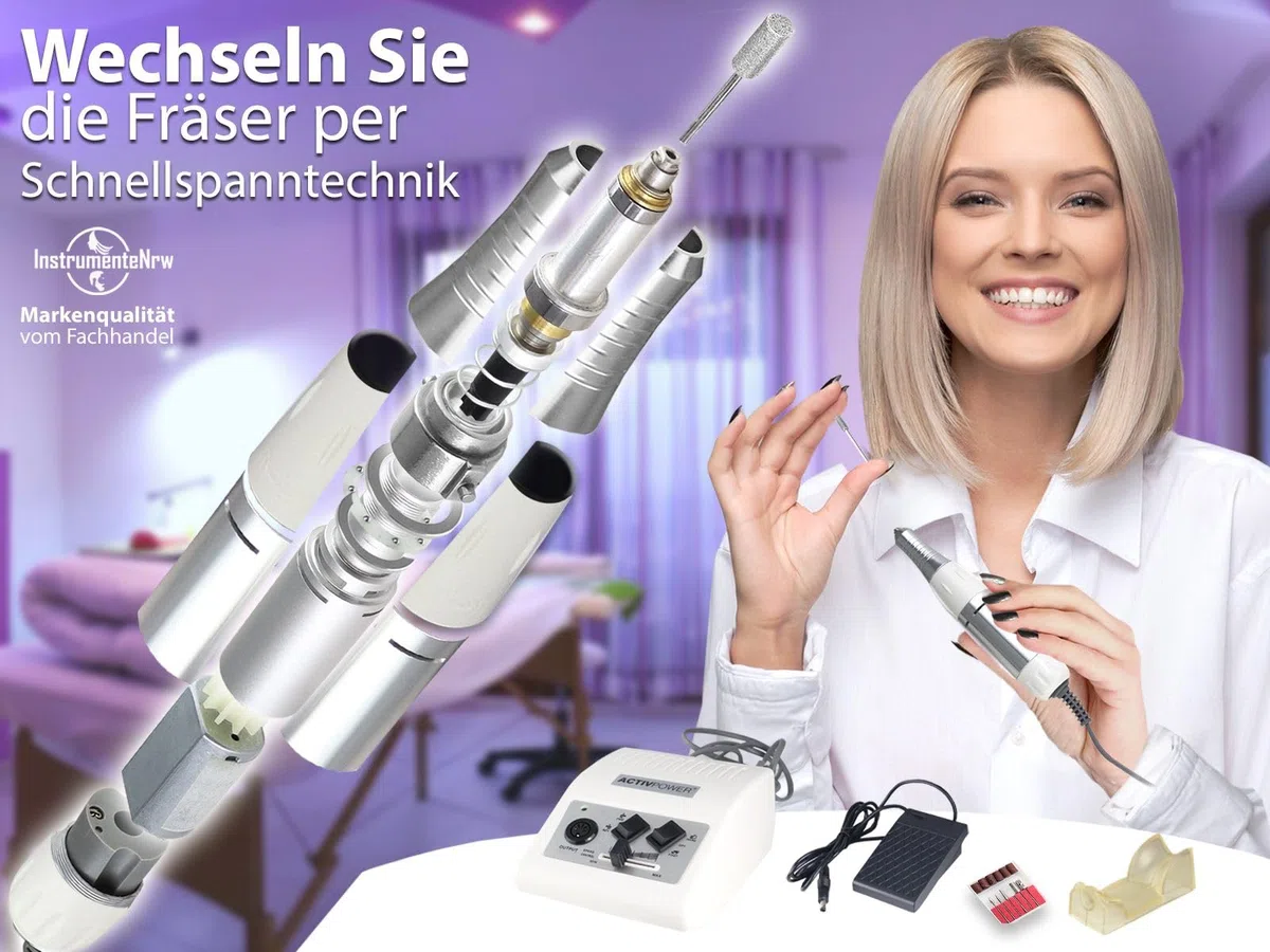 Elektrisches Fußpflegegerät Pediküre Schleifgerät zur Hand oder Fußpflege | Nagelfräser mit 30.000 Umdrehungen pro Minute Einsteiger Set für zu Hause mit Transportschutz