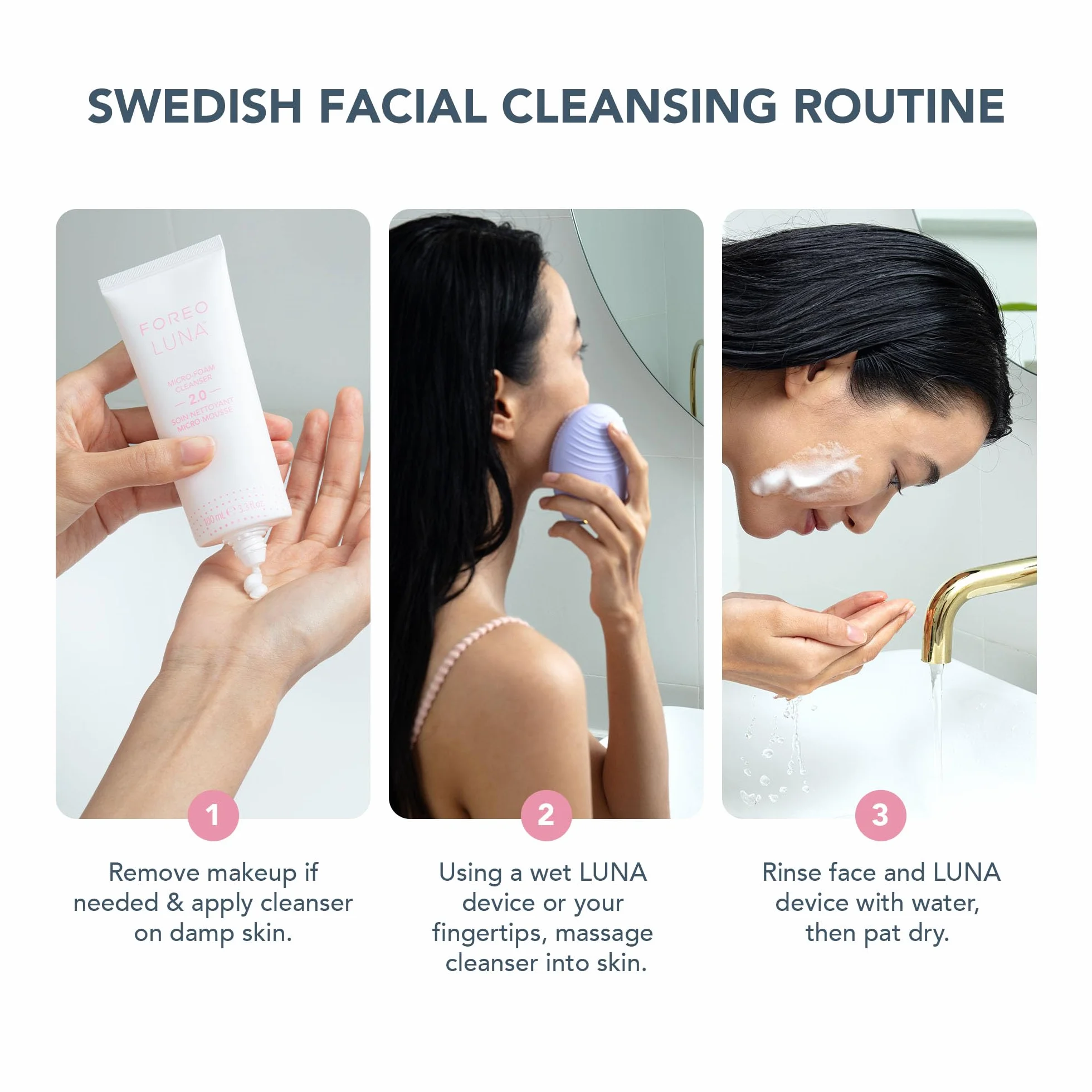 FOREO Clean Balance LUNA 4 Sensitive Set - Gesichtsreinigungsbürste für ausgeglichene Haut + LUNA Micro-Foam Cleanser 2.0, 100 ml - Straffendes Massage-Tool