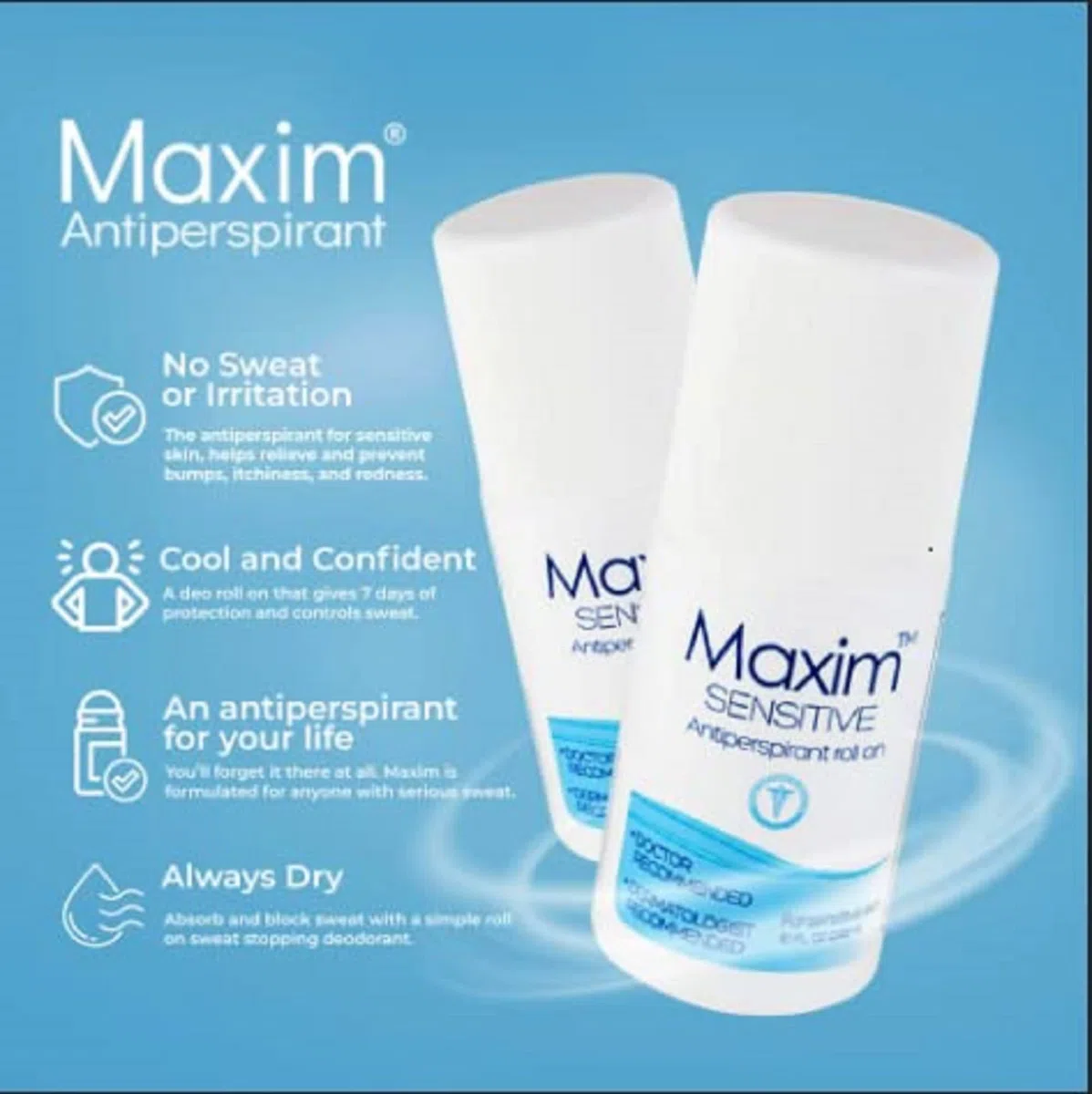 Maxim Sensitive 4-pack Antiperspirant Deodorant - Clinical Strength Roll On by Maxim Lighting