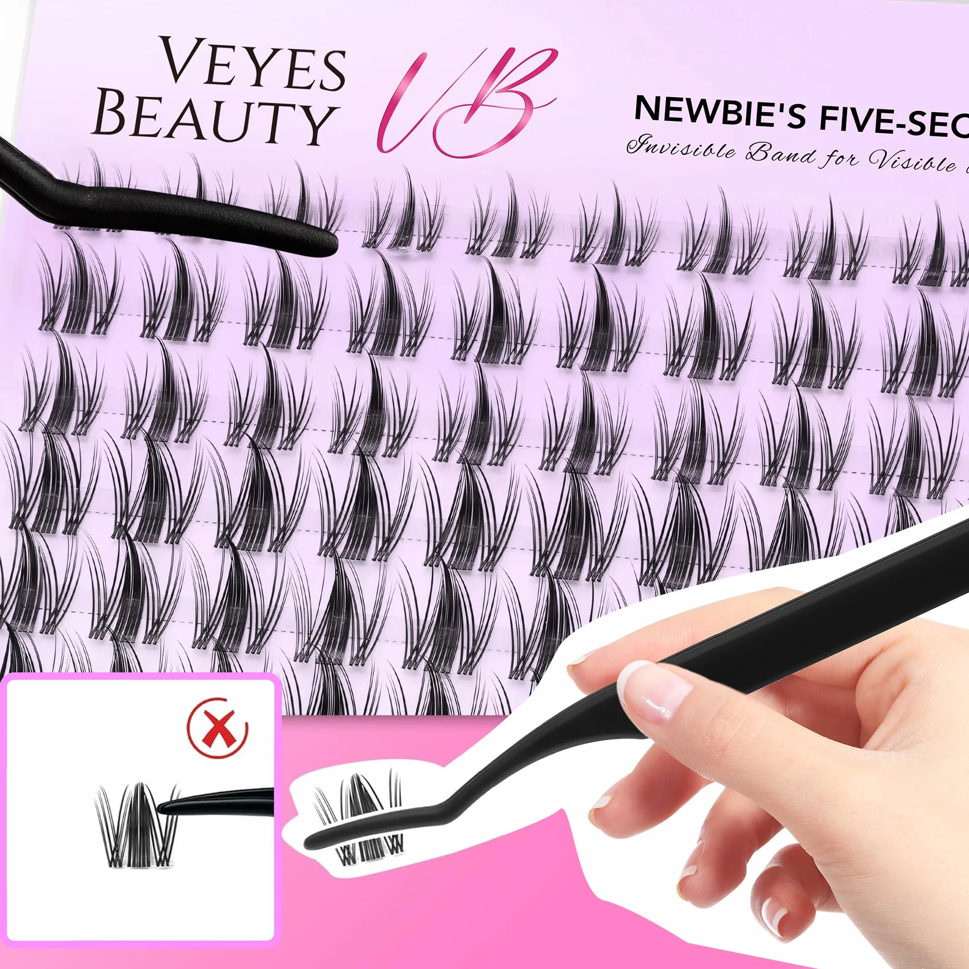 VEYESBEAUTY Wimpern Extensions Set 5-Sekunden-Wimperncluster Cluster Lashes DIY Wimpernverlängerung Falsche Wimpern Lash Bond And Seal (Manga Kit, 8-18mm)