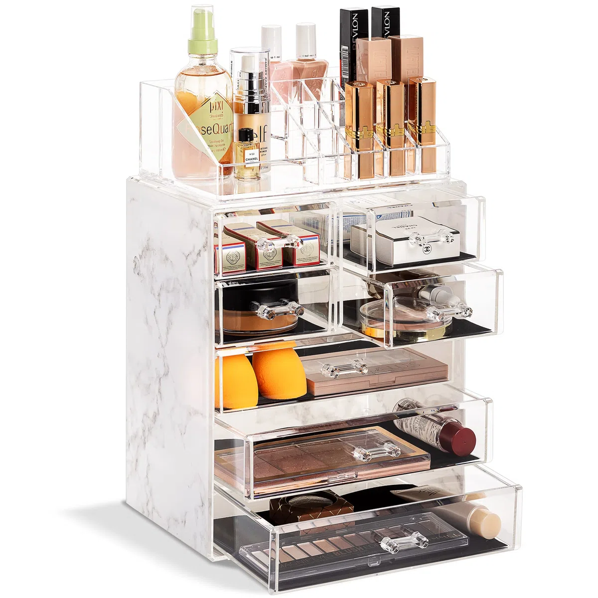 Sorbus Aufbewahrungsbox aus Acryl, geräumiges Design, ideal für Badezimmer, Kommode, Schminktisch und Arbeitsplatte