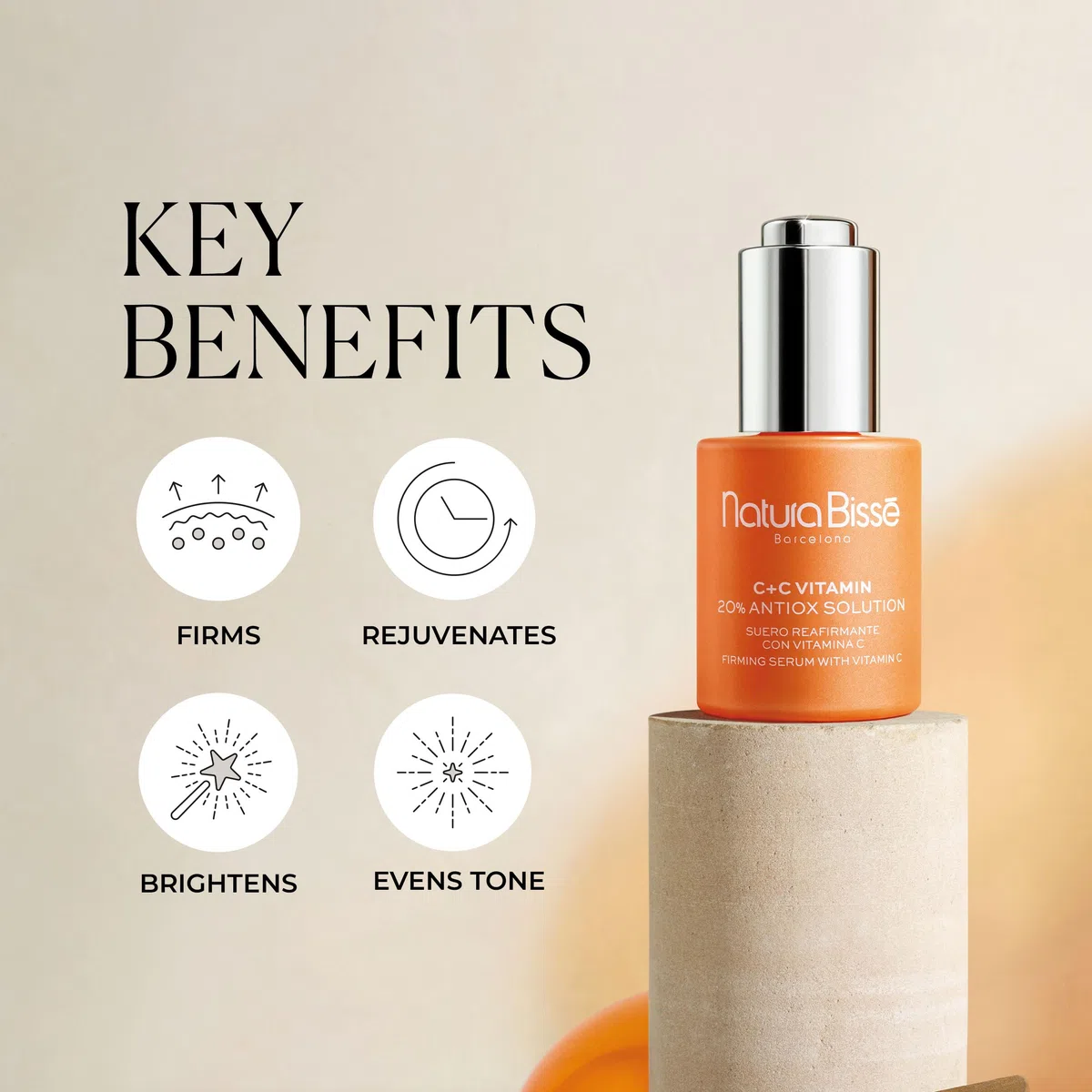 Natura Bissé C+C Vitamin 20% Antiox Solution | Straffendes Gesichtsserum mit Vitamin C, Alpha-Arbutin, Carnosin und Kurkuma- und Kieferextrakt | 30 ml