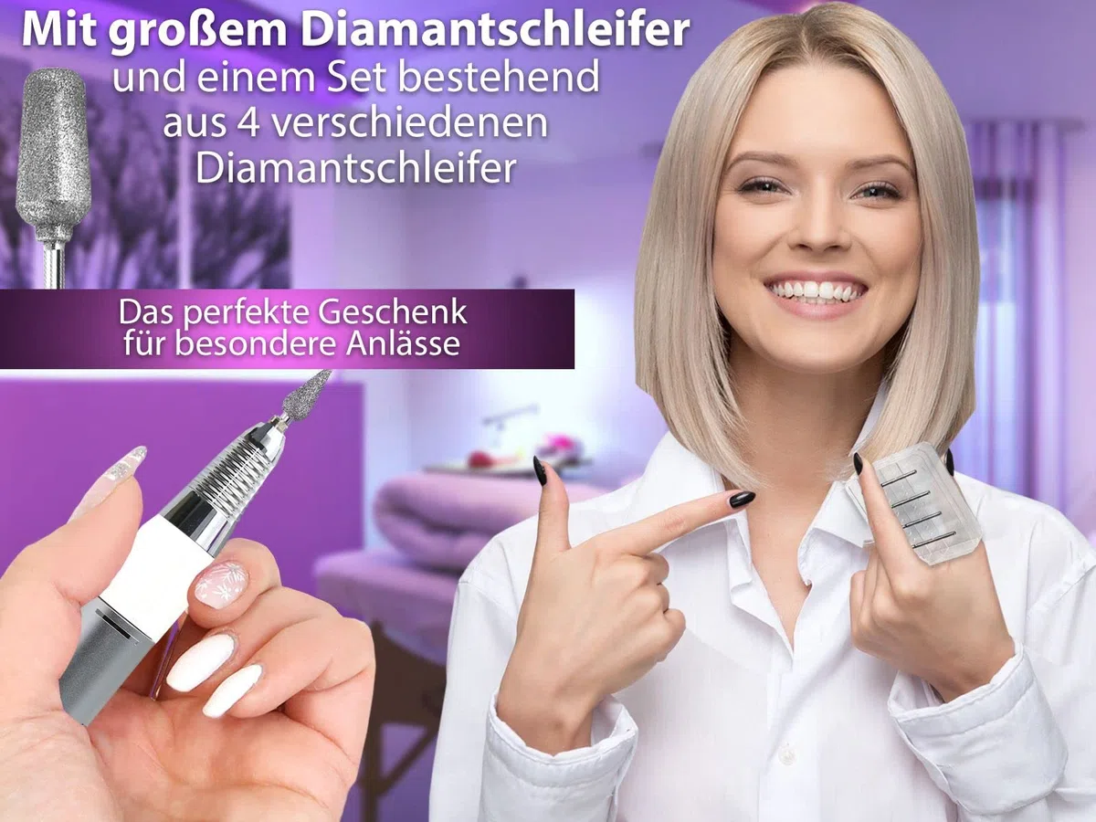 Elektrisches Maniküre/Pediküre-Set mit Hornhautentferner & Diamantschleifer | Spezial Fußpflege Hornhaut Set mit starker Leistung Profi-Gerät mit 30.000 Umdrehungen Pediküre Gerät mit Fräser Box