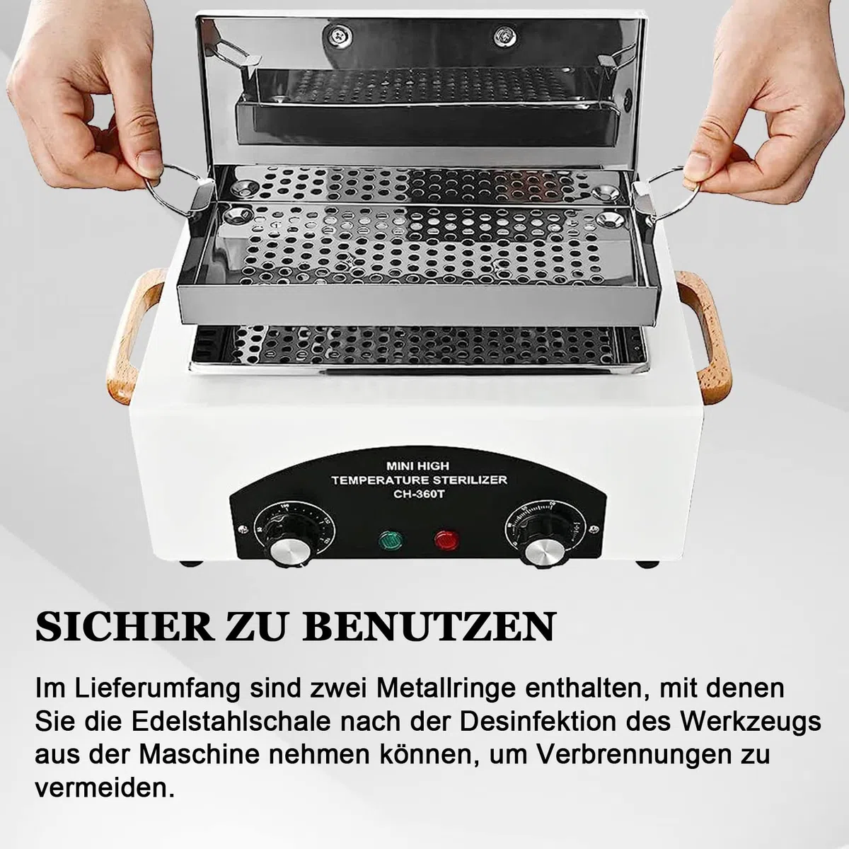 Sterilisator Hochtemperatur-Sterilisator-Nagel-Werkzeug-Sterilisator mit Timer für Kosmetik, Fusspflegestudios, Friseursalon (Weiß) (Weiß)