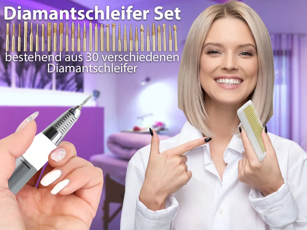Fußpflegegerät Maniküre Pediküre Set Fräser Gerät 0 bis 25.000 Umdrehungen | Schleifgerät mit Diamantschleifer für die Pflege der Hände und Füße