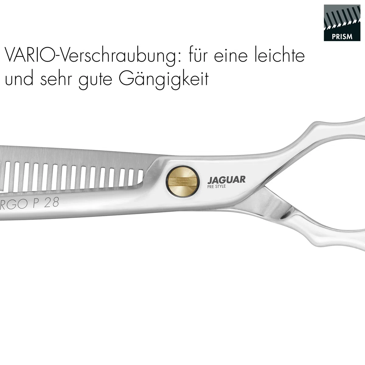JAGUAR Modellierschere PRE STYLE ERGO P 28 5.5" | Texturierschere mit 28 Effilierzähnen im Classic-Design | poliert | Made in Germany