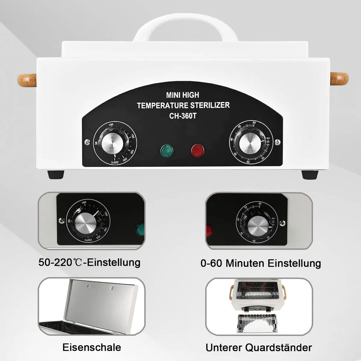 Sterilisator Hochtemperatur-Sterilisator-Nagel-Werkzeug-Sterilisator mit Timer für Kosmetik, Fusspflegestudios, Friseursalon (Weiß) (Weiß)