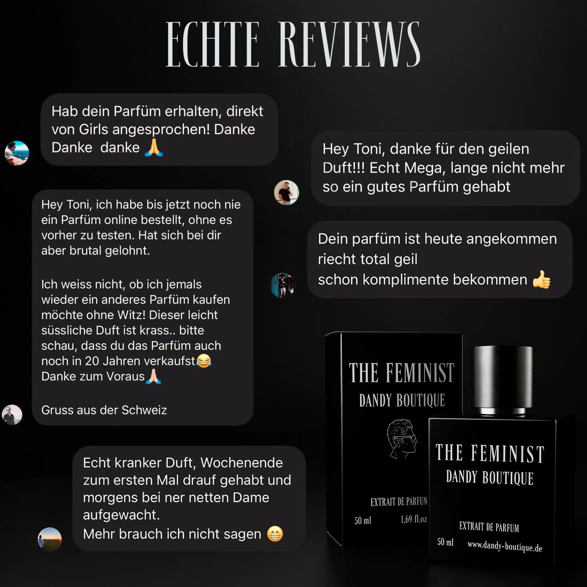 THE FEMINIST Herren Parfüm 50 ml – Extrait de Parfum mit 30% Duftöl – beliebtes langanhaltendes Parfüm für Männer – Made in Switzerland – Premium Duft für Dates, Club und Alltag