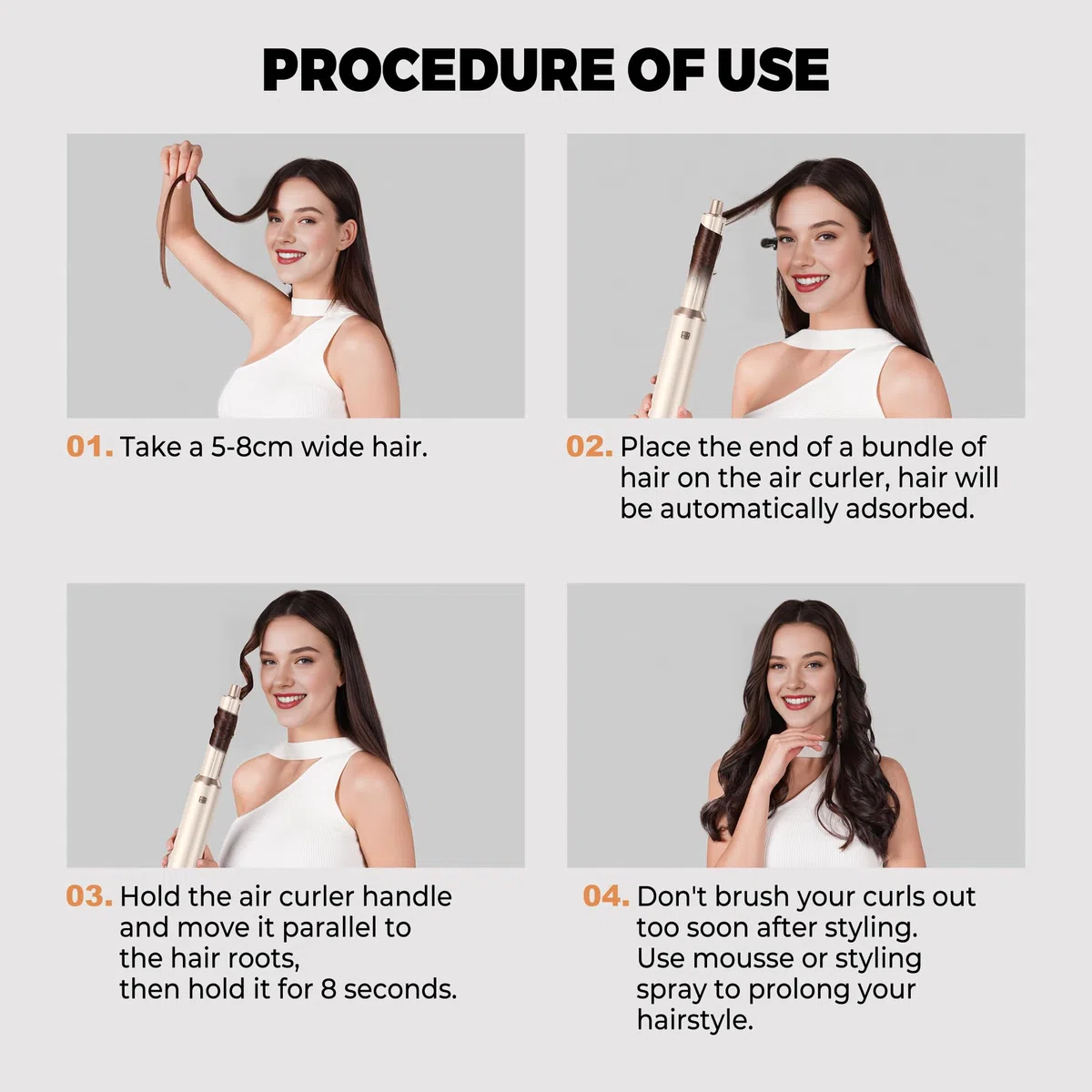 OKWRAP Hairstyler 5 in 1 Haarstyler Hair Styler Set, Airstyler Air Curlers Föhn 5 in 1 Mit Rundbürstenföhn Hairdryer Brushes for Styling Föhn Lockenstab Luft Für Glätten, Trocknen, Volumen, Locken
