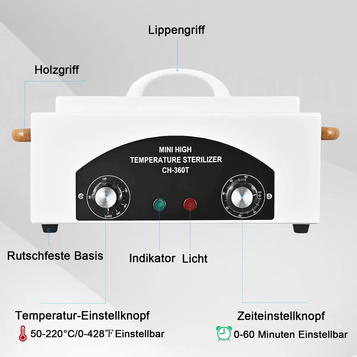 Sterilisator Hochtemperatur-Sterilisator-Nagel-Werkzeug-Sterilisator mit Timer für Kosmetik, Fusspflegestudios, Friseursalon (Weiß) (Weiß)