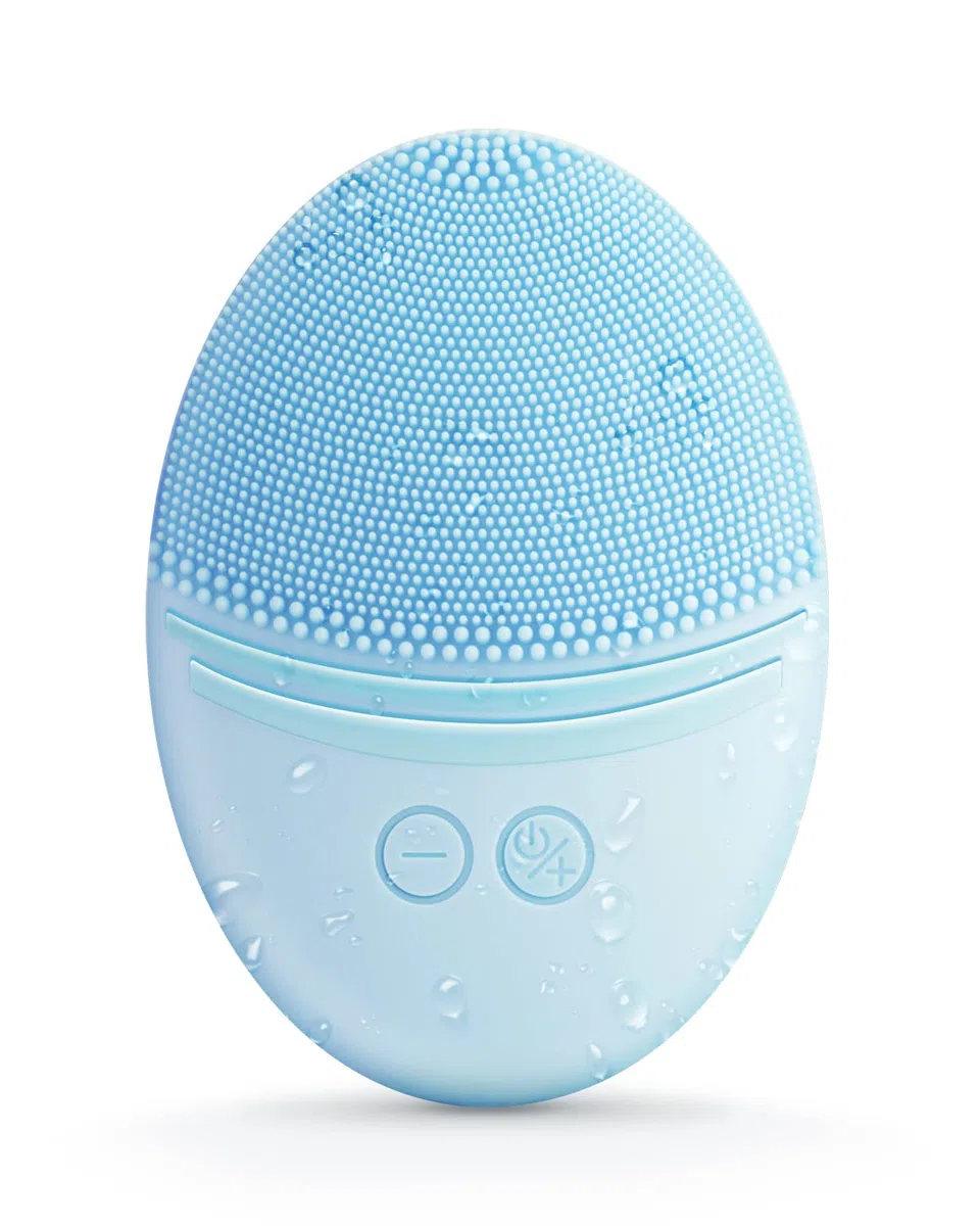 EZBASICS Gesichtsreinigungsbürste wasserdichte vibrierende Ultraschall Gesichtsbürste für Tiefenreinigung sanftes Peeling und Massage induktive Aufladung (Blau) 1 pack+5 Geschwindigkeiten