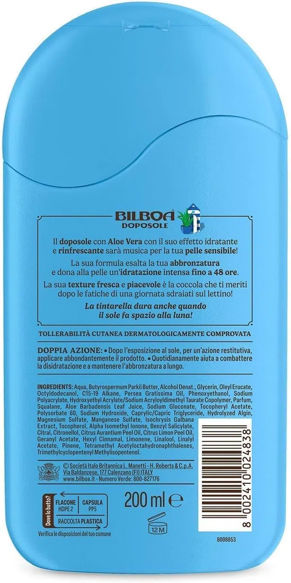 Italian Gourmet doposole sapore di aloe, After-Sun-Lotion 12 x 200ml | Texture idratante e lenitiva, dermatologisch getestet, für empfindliche Haut, Gesamtnettogewicht 2,4 L + Kostenlos Polpa 400g