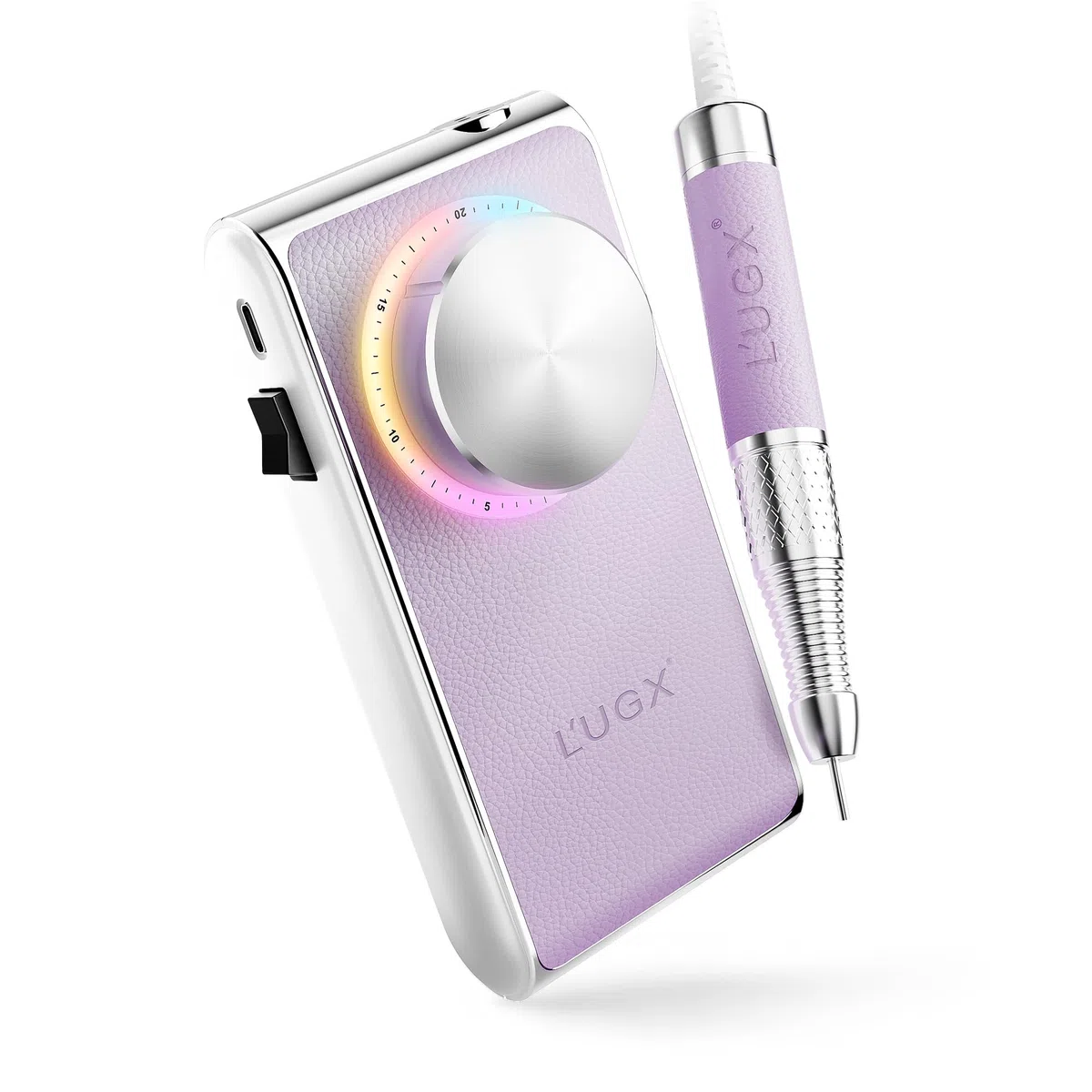 L'UGX Kabellose Nagelfräser Professionell 30000 RPM – Kernlosen Motor Tragbarer Elektrische Nagelfeile für Gel- & Acrylnägel, Maniküre Set Elektrisch, Leise & Vibrationsarm, Lange Akkulaufzeit-Lila