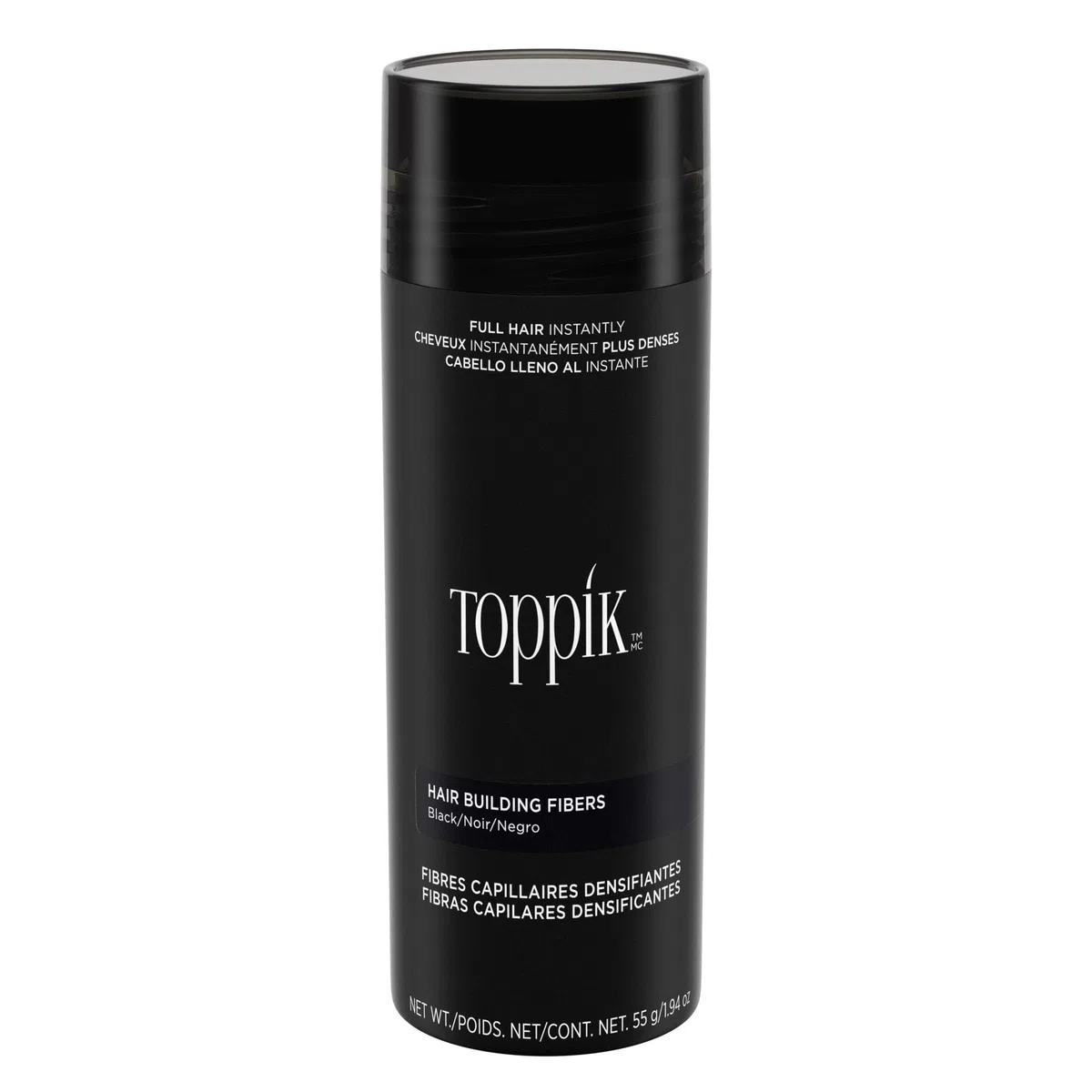 Toppik Haarfasern zur Haarverdichtung, Ansatzpuder und Streuhaar für Haarausfall und sofort volleres Haar, kaschiert lichte Stellen, natürlicher Look, einfach anzuwenden, Schwarz, 55g