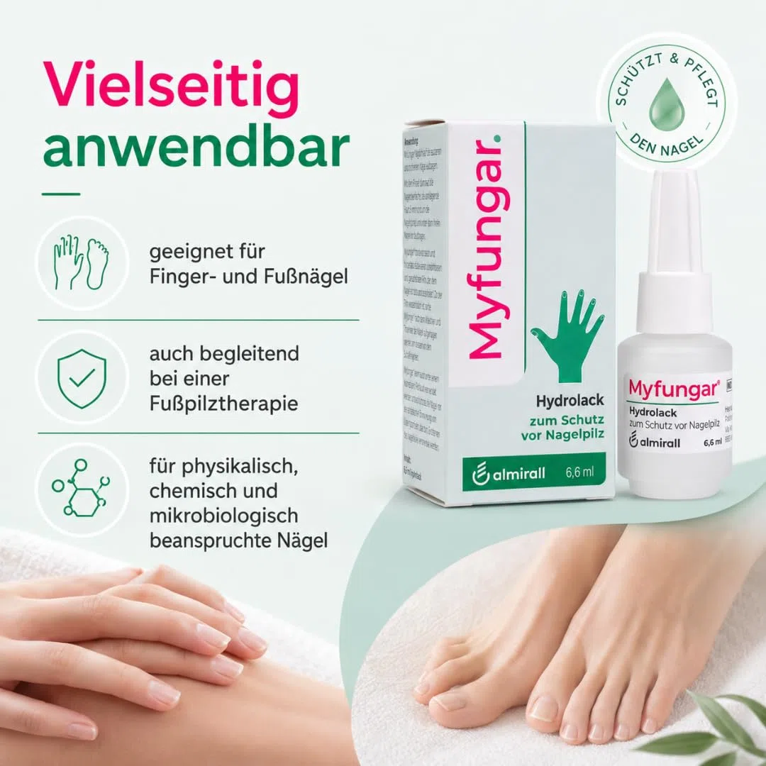 Hydrolack 6,6 ml I Nagellack für Fuß- & Fingernägel I mit Pharma Perle (3x) | täglich anwendbar, wasserlöslicher Schutzfilm, Nagelpflege