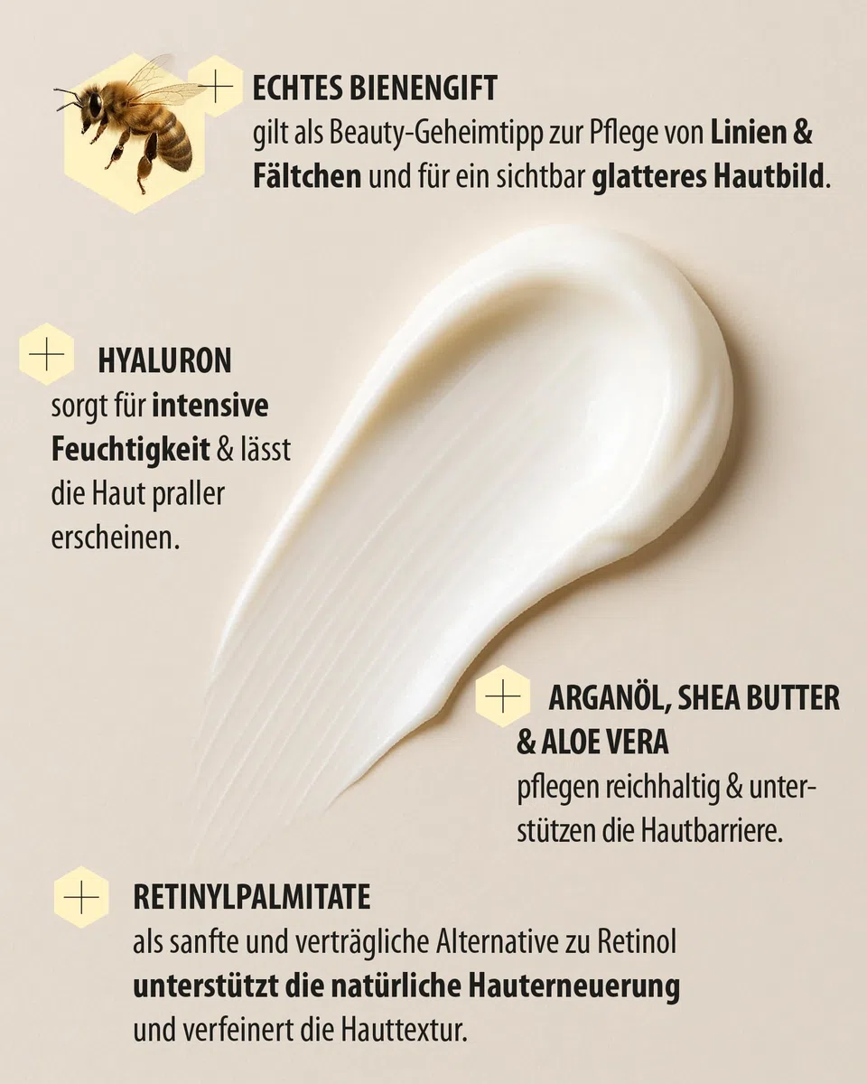 little bee fresh Bienengift Tagescreme Spar-Set (3x) Anti-Aging | bei Falten & reifer Haut mit Hyaluron, Arganöl & Shea Butter | hochdosierte Slow-Aging Bienengift Creme | 100% Imkerqualität
