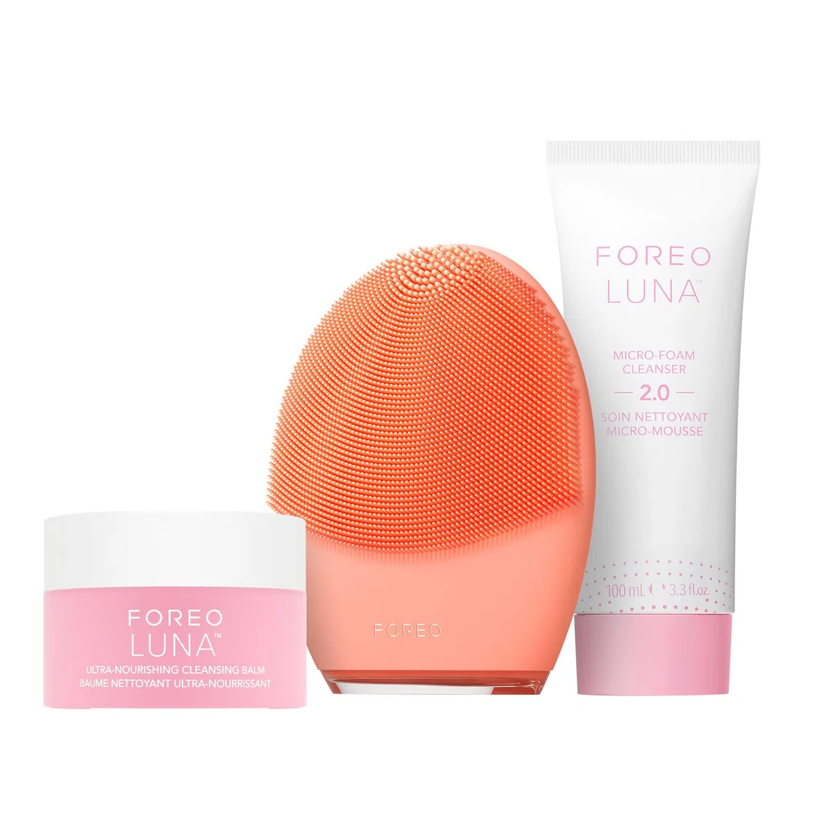 FOREO LUNA 4 Gesichtsreinigungsbürste Set - Gesichtsreinigungsbürste für ausgeglichene Haut + LUNA Micro-Foam Cleanser 2.0, 100 ml + Reinigungsbalsam, 15 ml - Gesichtsmassagegerät - Porenreiniger