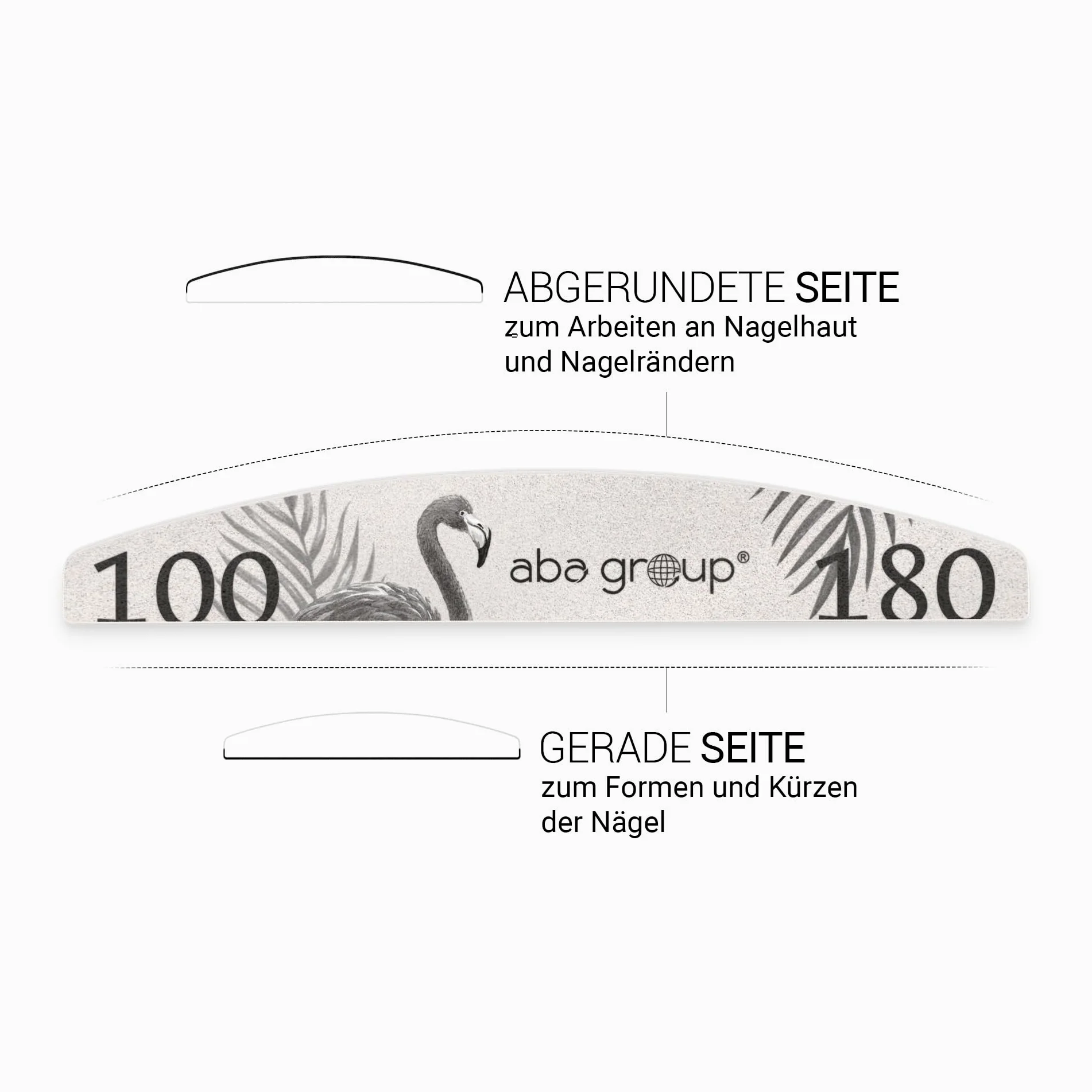 ABA GROUP Nagelfeile 100/180-500 Stück - Halbmond 4 mm Dick - Profi Tools für Gel- und Naturnägel, Feilen für Gelnägel, Doppelseitige Nagelpfeile, Nail File Set, Nagelstudio Zubehör & Zuhause