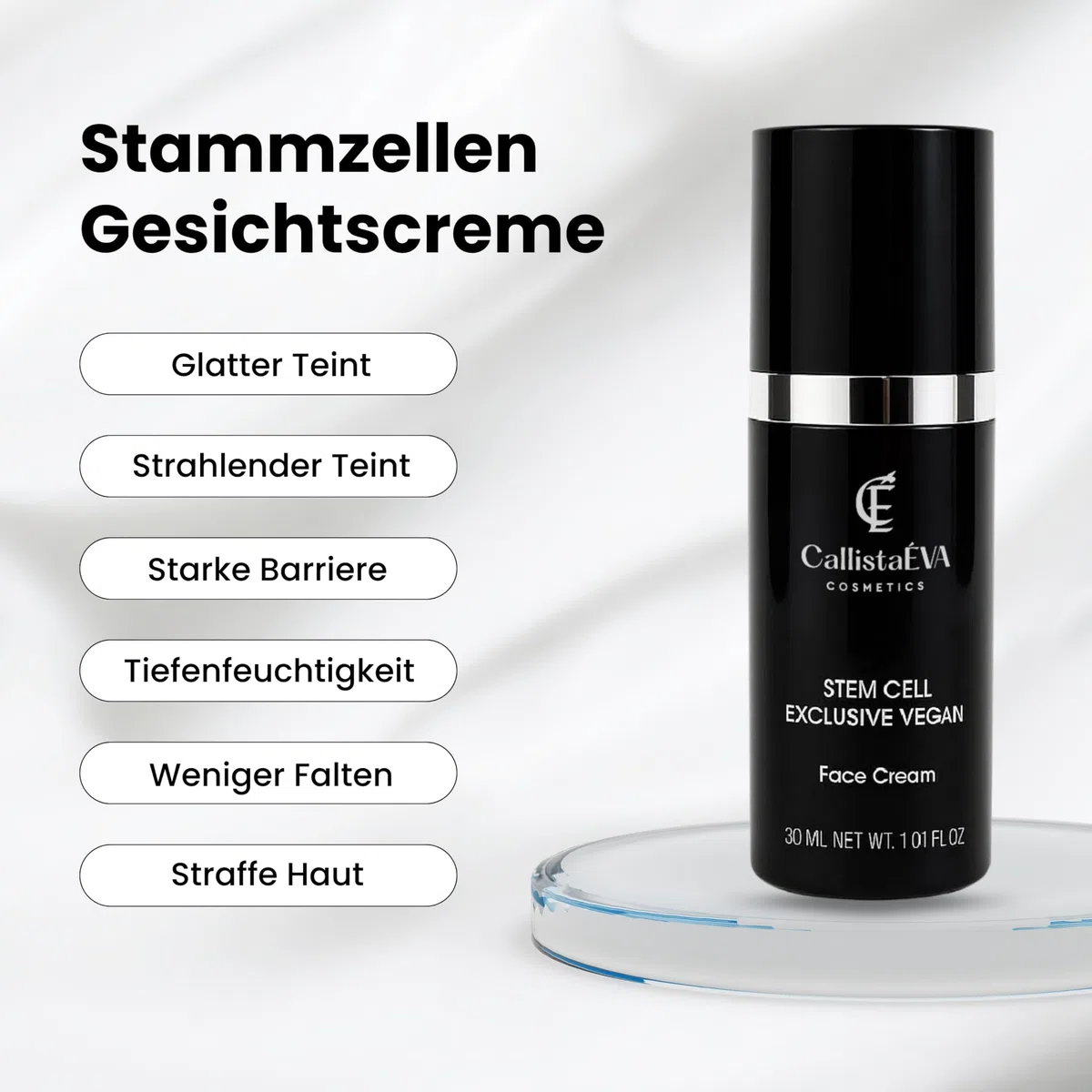 Vegane Stammzellen Gesichtscreme [Made in Germany] – Anti-Aging Pflege mit Argireline, Hyaluron & Apfel-Stammzellen – Straffende Creme gegen Falten – 50ml (50ML)