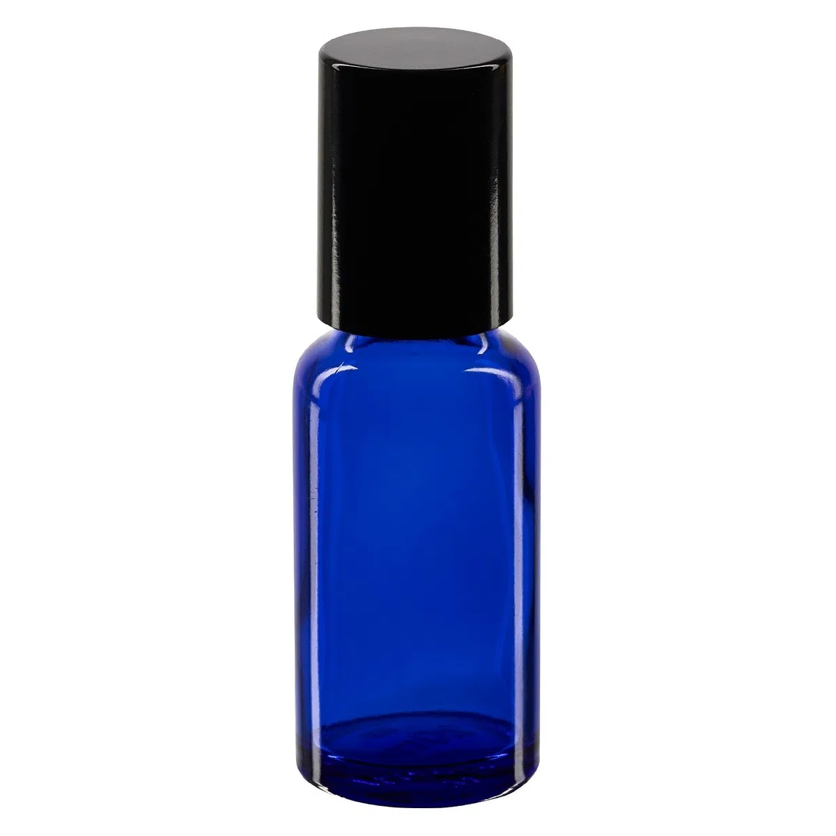 50x Glas Deostick mit blauer 20 mll Flasche, leerer Deo Roller - inkl. schwarzem Roll On Verschluss