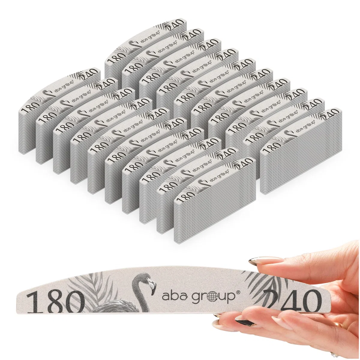 ABA GROUP Nagelfeile 180/240-500 Stück - Halbmond 4 mm Dick - Profi Tools für Gel- und Naturnägel, Feilen für Gelnägel, Doppelseitige Nagelpfeile, Nail File Set, Nagelstudio Zubehör & Zuhause