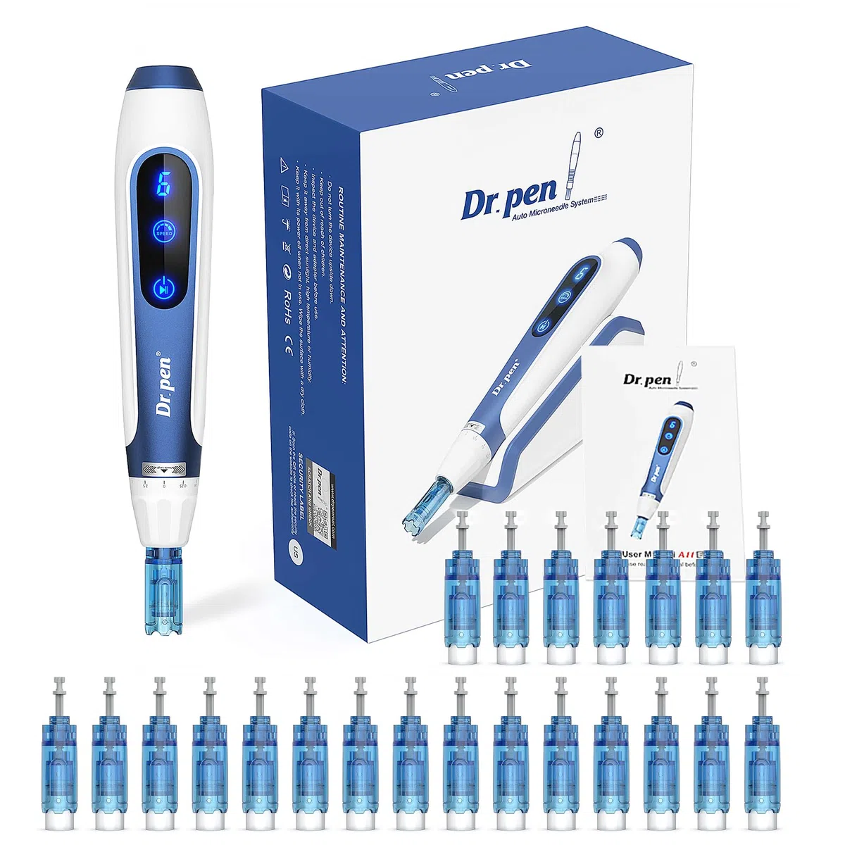 Dr. pen A11 Professioneller Microneedling Pen – Kabellos mit Touchscreen & Pause-Funktion, 0–2,5 mm verstellbar, 3-Fach-Patronenverschluss, Original Dr.pen