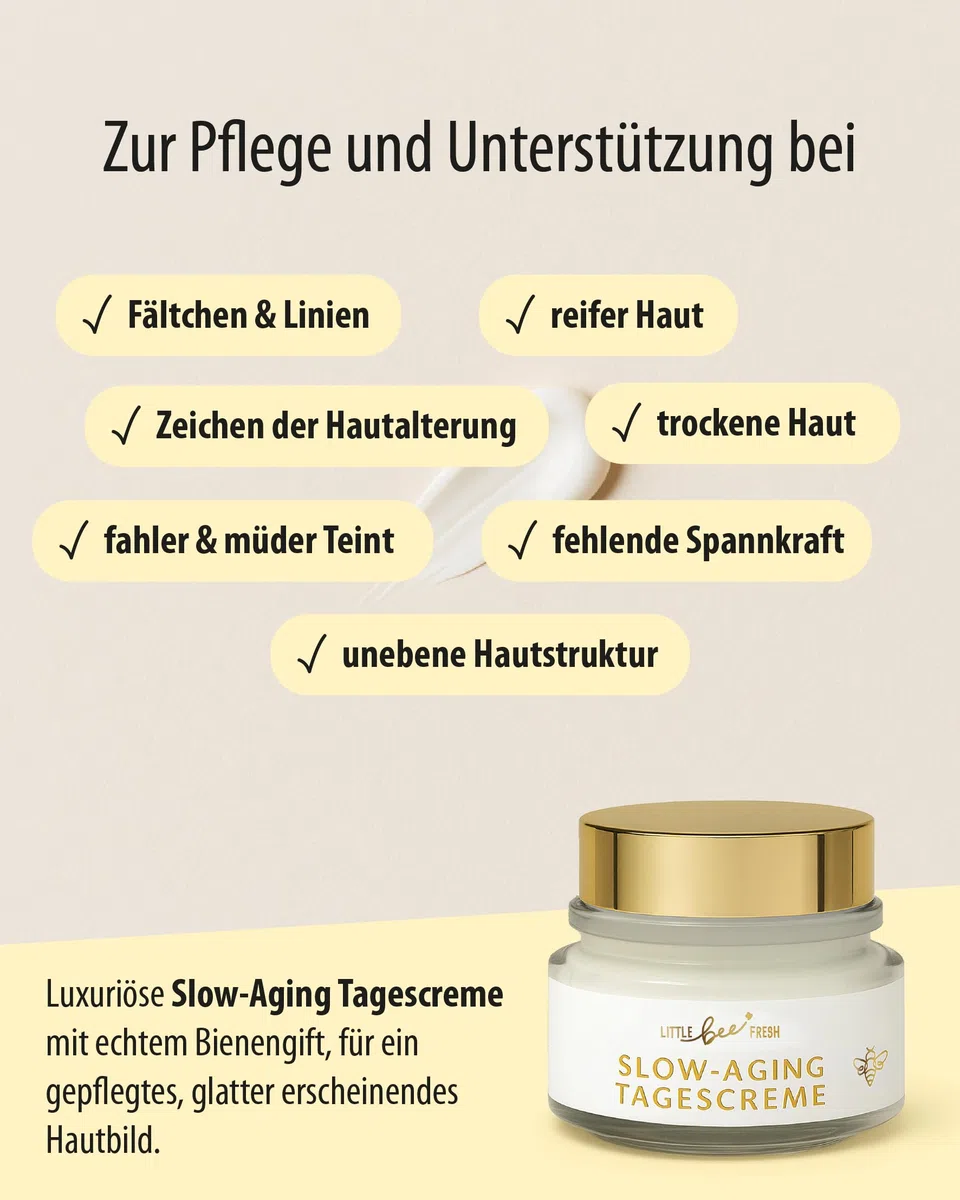 little bee fresh Bienengift Tagescreme Spar-Set (3x) Anti-Aging | bei Falten & reifer Haut mit Hyaluron, Arganöl & Shea Butter | hochdosierte Slow-Aging Bienengift Creme | 100% Imkerqualität