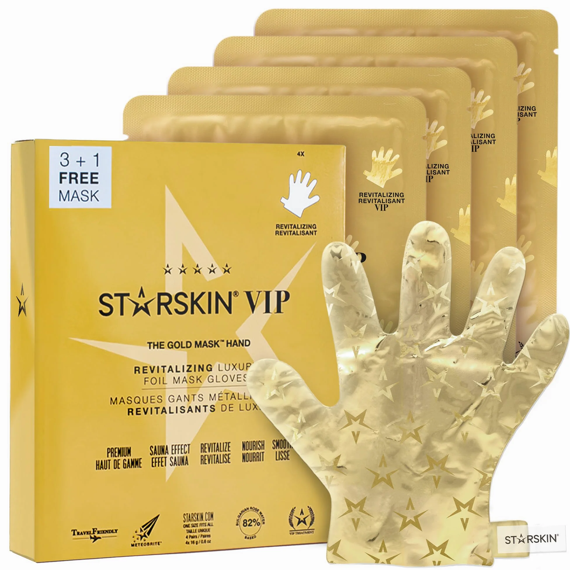 STARSKIN VIP Gold Handmaske, 4x16g, Luxuriöse Handpflege mit Sheabutter und Bulgarischem Rosenöl, Feuchtigkeitsspendend, Für alle Hauttypen