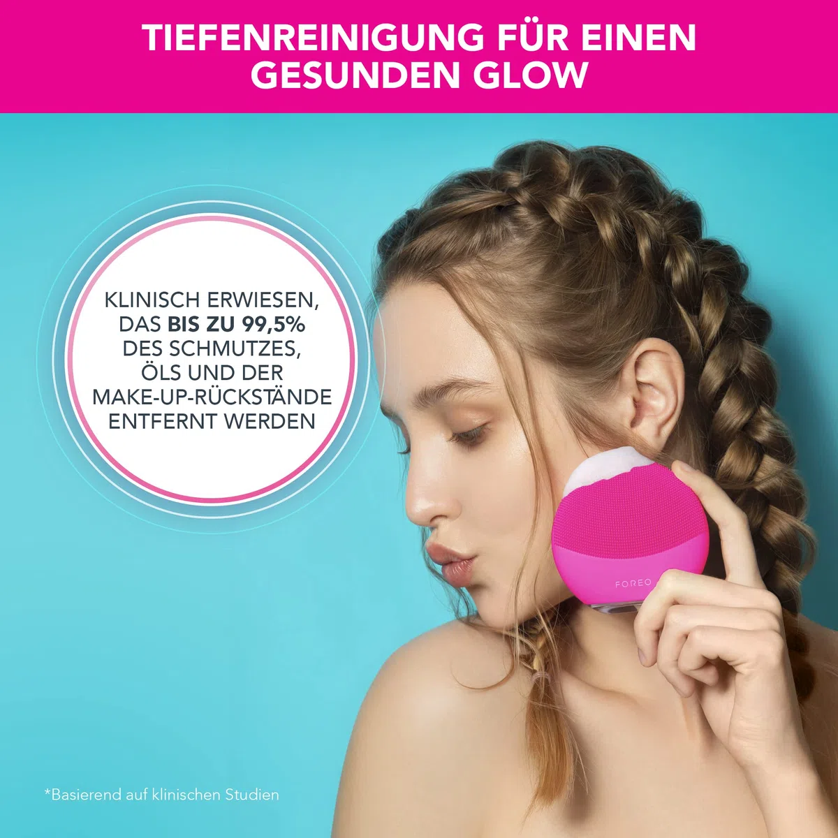 FOREO LUNA mini 3 Gesichtsreinigungsbürste - Gesichtsmassagegerät elektrisch, ultrahygienisches Silikon - Einfache Gesichtsreinigung - Elektrischer Gesichtsreiniger - App-verbunden - Fuchsia