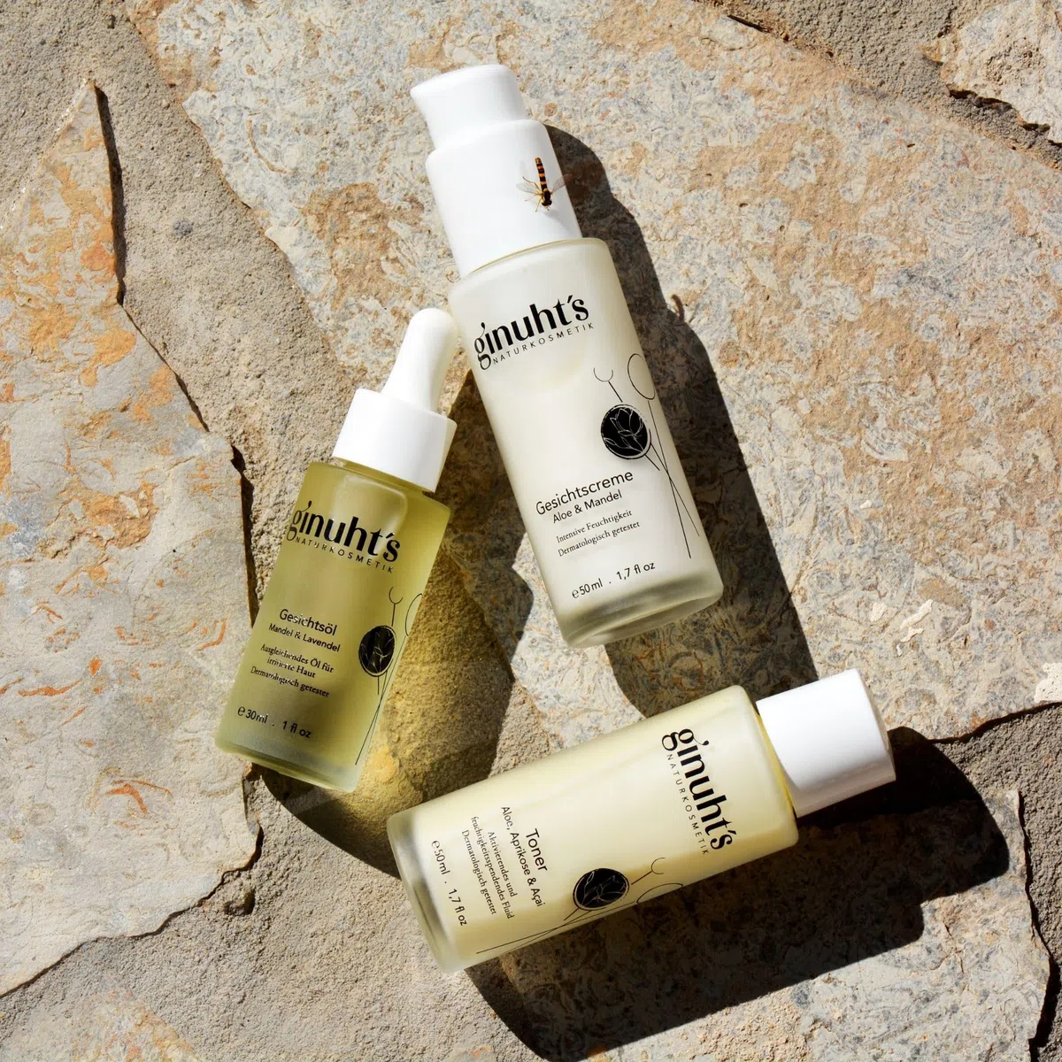 ginuht's NATURKOSMETIK - Gesichtspflege Set für Frauen & Männer | Feuchtigkeitsspendendes Serum, sanfte Reinigung & Anti-Aging Pflege - für sensible Haut - Perfekte Gesichtspflege Routine
