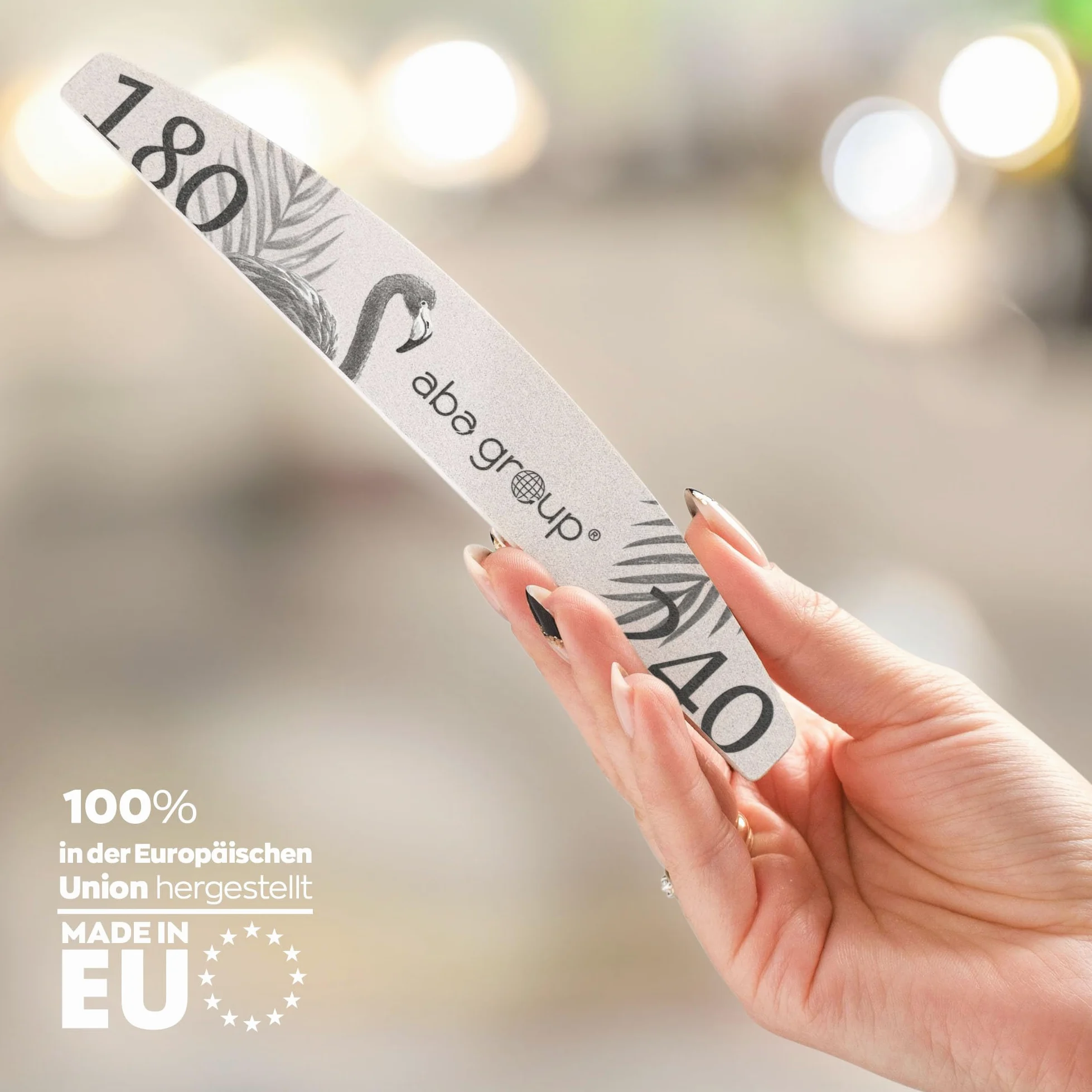 ABA GROUP Nagelfeile 180/240-500 Stück - Halbmond 2 mm Dick - Einzeln Hygienisch Verpackt - Profi Tools für Gel- und Naturnägel, Feilen für Gelnägel, Doppelseitige Nagelpfeile, Nail File Set