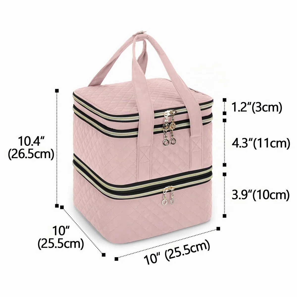 Yarwo Nagellack Aufbewahrung Tasche Kosmetikoffer für 72 Nagellack | Mit Verstellbaren Trennwänden gegen Umkippen, 3 Schichten, Transparenten Taschen und Polsterung für Maniküre und Reise