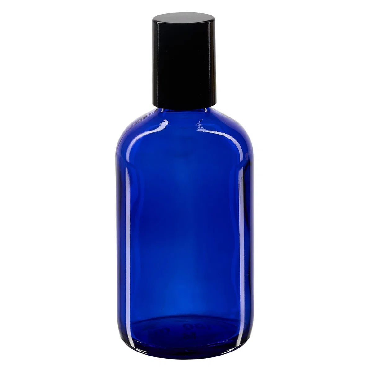 100x Glas Deostick mit blauer 100 mll Flasche, leerer Deo Roller - inkl. schwarzem Roll On Verschluss