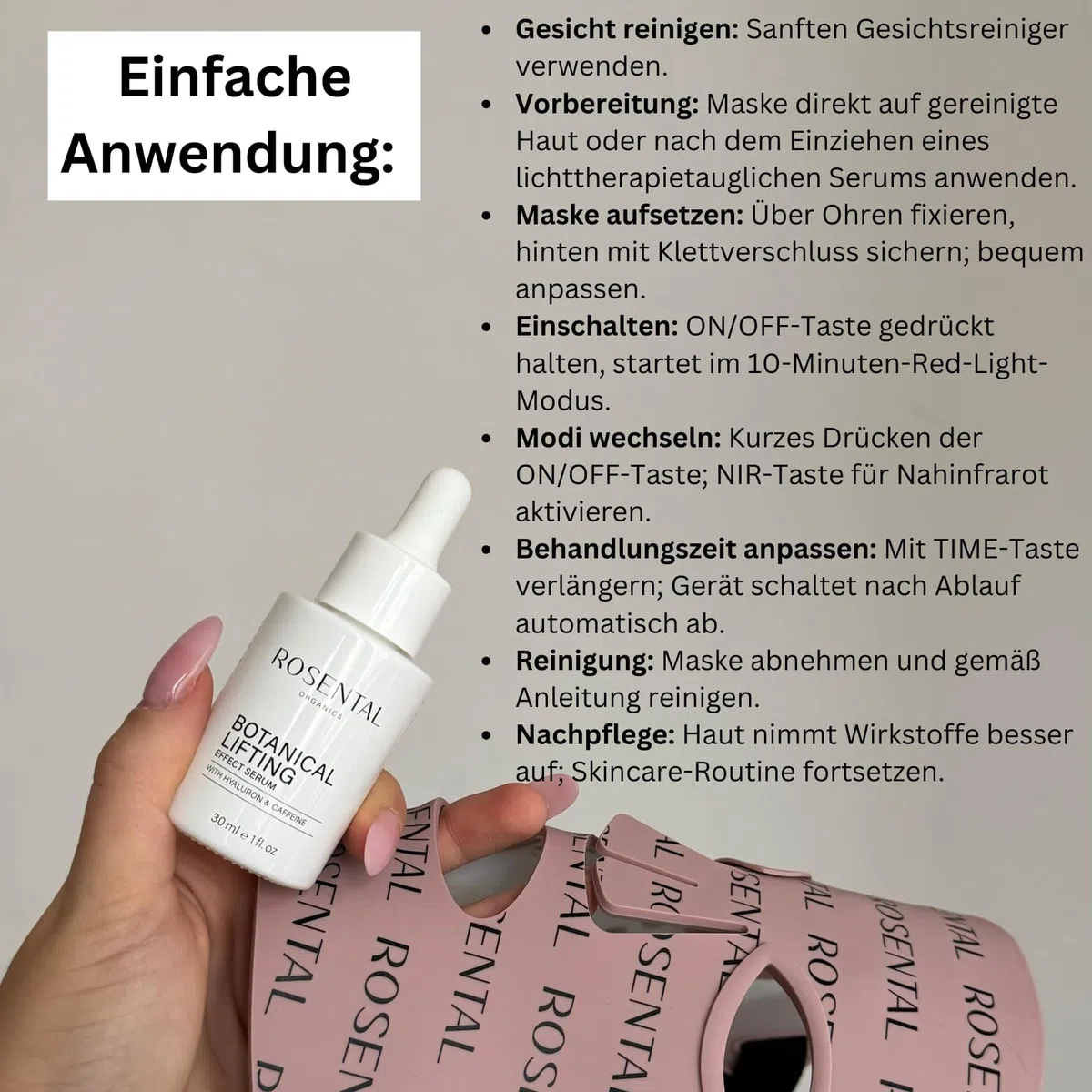 Rosental Organics LED Face Mask – LED-Gesichtsmaske für die Skincare-Routine – mit rotem & nahem Infrarot-Licht – Beauty-Maske für Zuhause