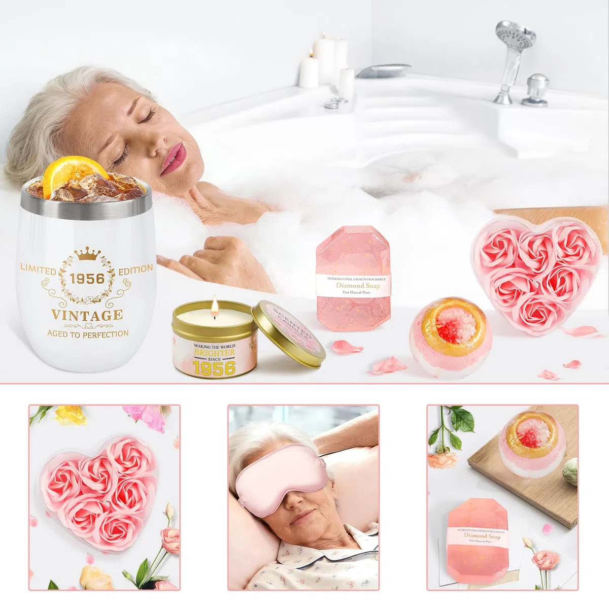70th Geburtstagsgeschenke für Frauen, Pflege-Paket Relaxing Spa Kit mit Tumbler Decke