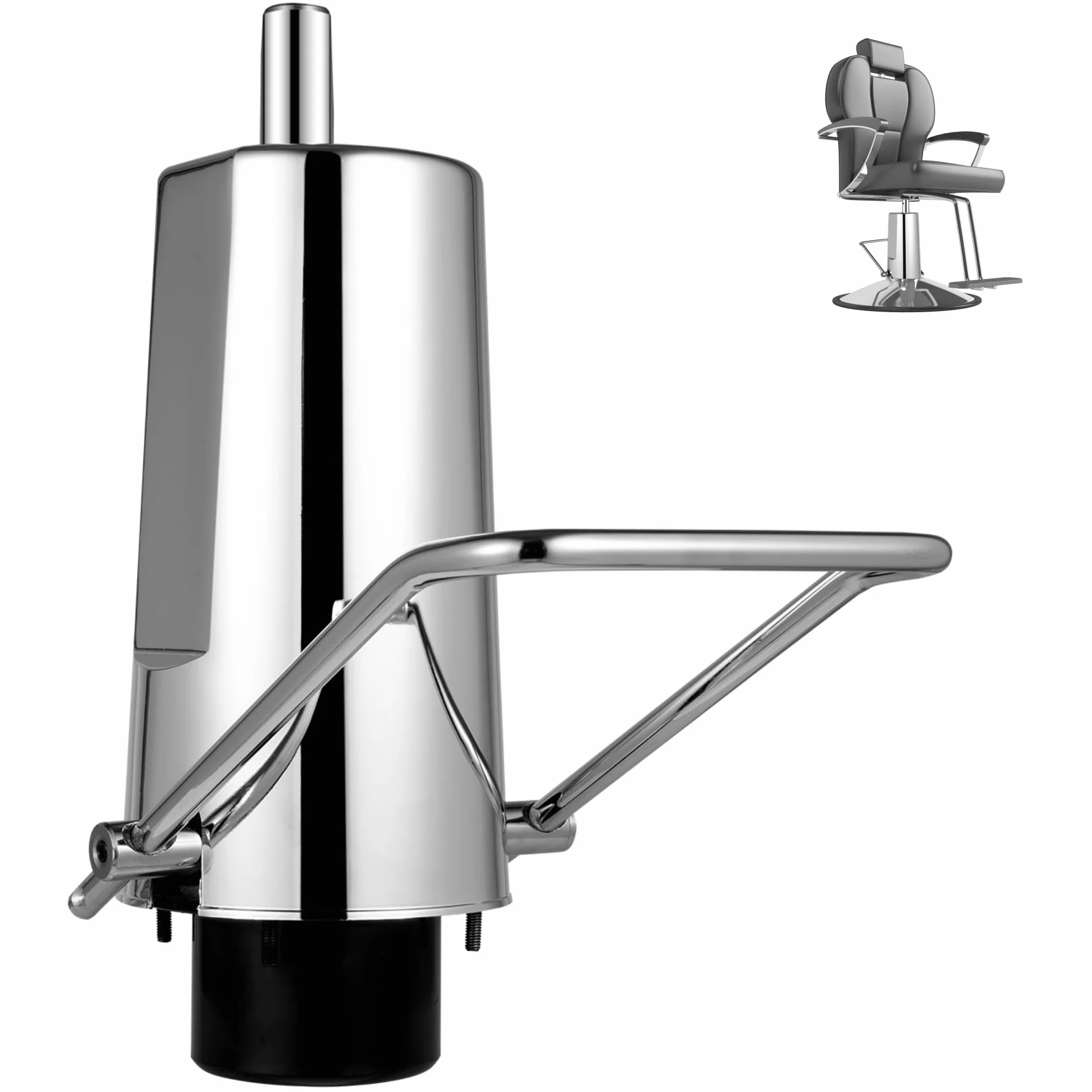 Friseurstuhl Hydraulikpumpe Hydraulikzylinder Ersatzteil 4-Loch Aufnahme M8 Gewinde 200kg Tragfähigkeit 11cm Höhenverstellbar Für Barber Stuhl Friseursalon Beauty Salon Einfache Montage Silber