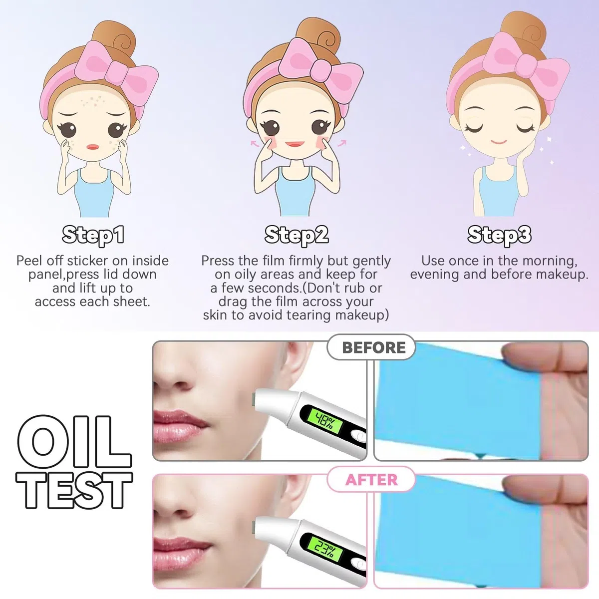 Beauty Kate oil control film blotting papier, clean & clear ölabsorbierenden sheets packung 0f 5