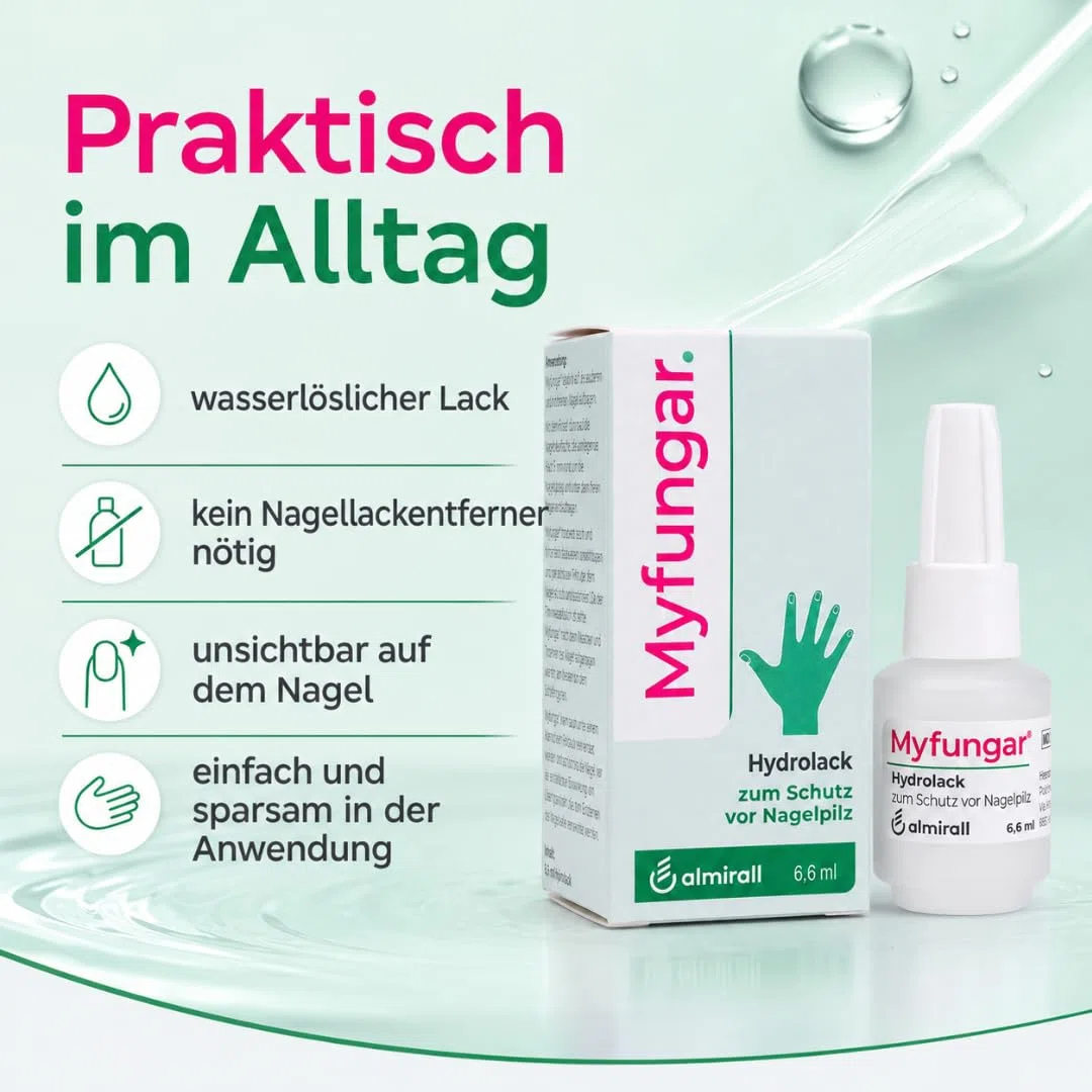 Hydrolack 6,6 ml I Nagellack für Fuß- & Fingernägel I mit Pharma Perle (3x) | täglich anwendbar, wasserlöslicher Schutzfilm, Nagelpflege