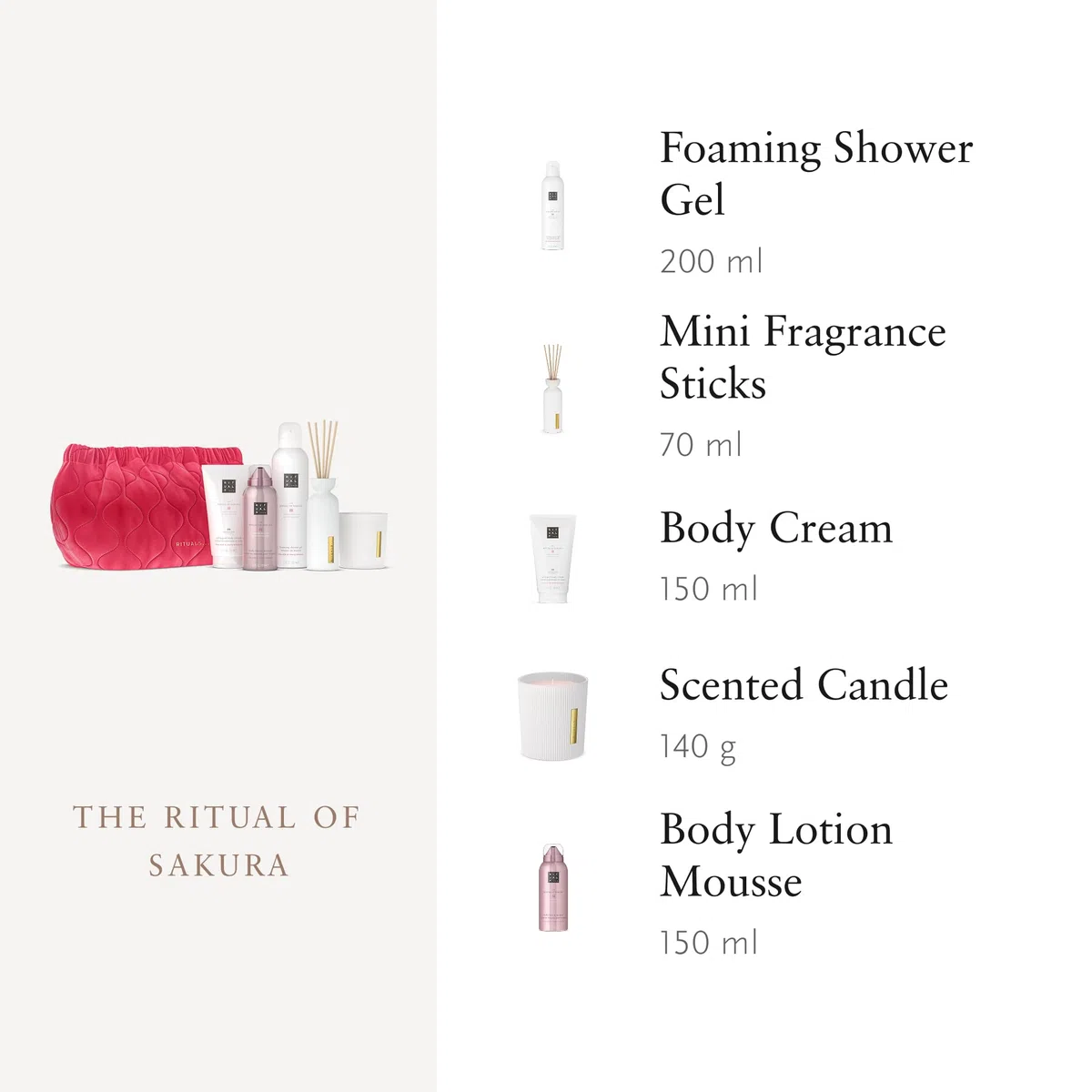 RITUALS Geschenkset The Ritual of Sakura Large – Hautpflege mit Kirschblüte und Reismilch, inklusive Waschtasche