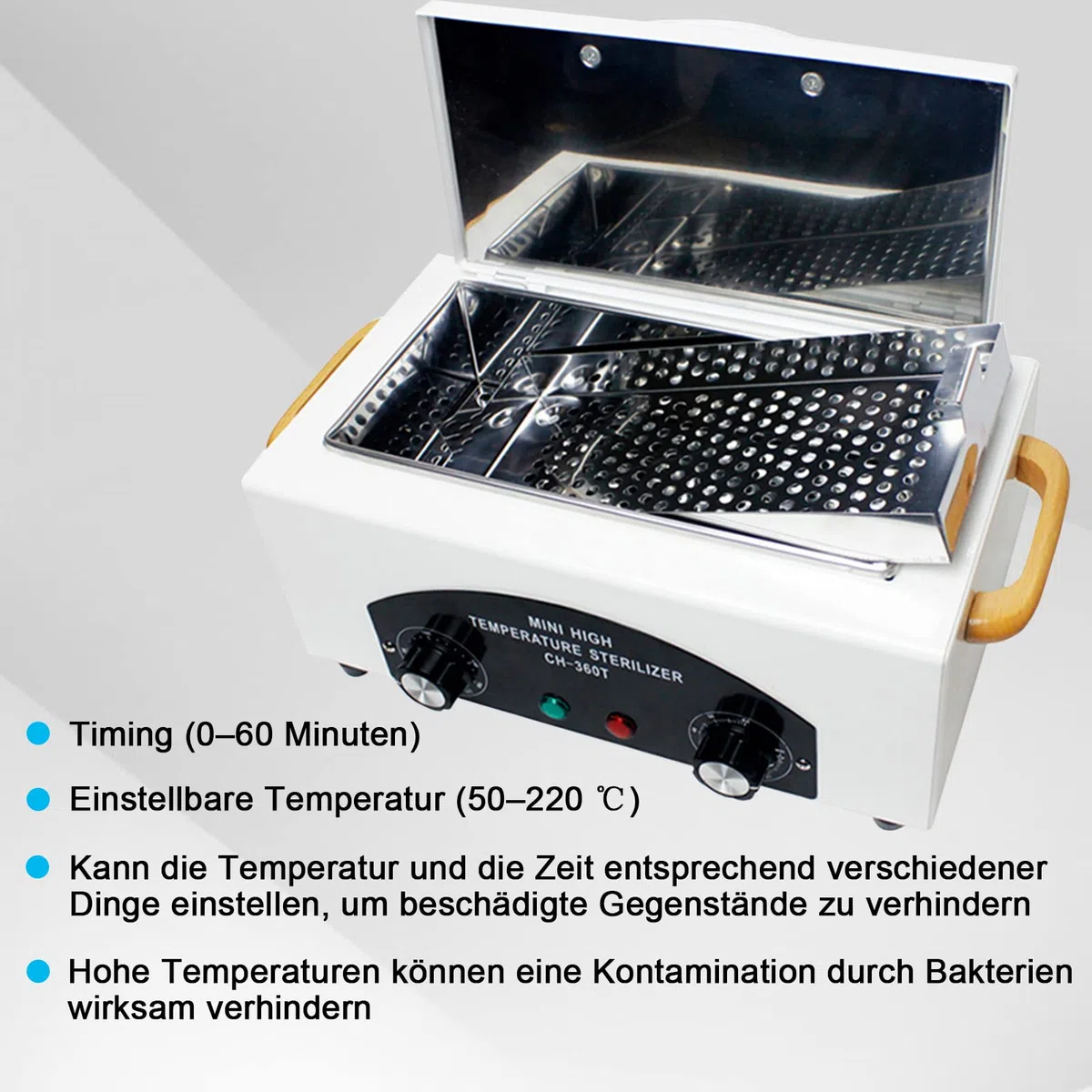 Sterilisator Hochtemperatur-Sterilisator-Nagel-Werkzeug-Sterilisator mit Timer für Kosmetik, Fusspflegestudios, Friseursalon (Weiß) (Weiß)